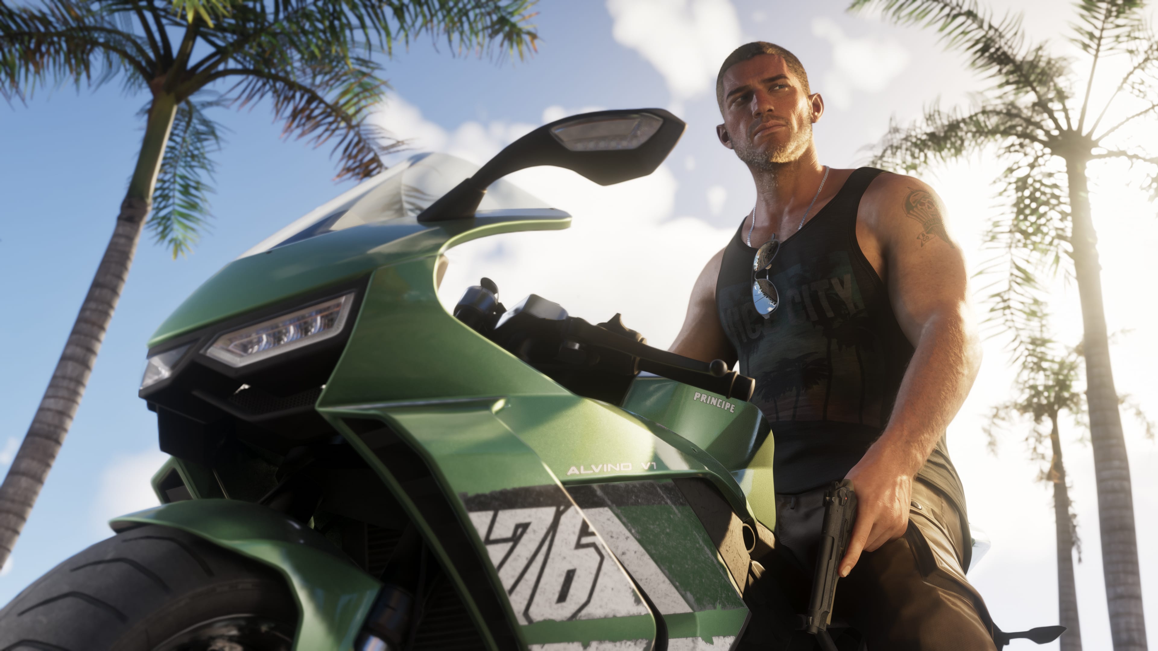 Jason Duval sits on a motorcycle in GTA 6 Jason Duval sits on a motorcycle in GTA 6