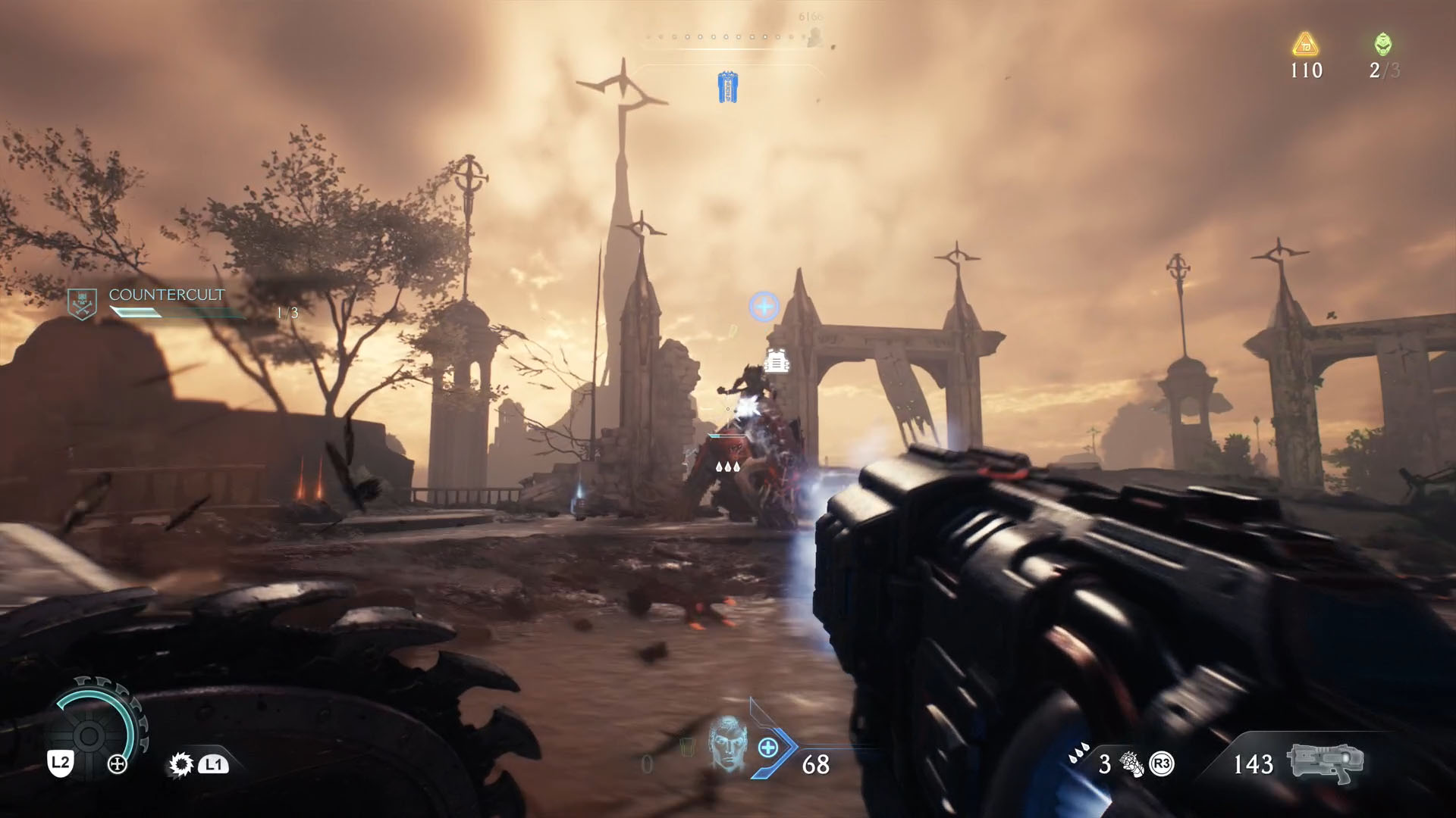 A Doom: The Dark Ages screenshot showing the leader of Chapter 5, a Pinky Rider. A Doom: The Dark Ages screenshot showing the leader of Chapter 5, a Pinky Rider.