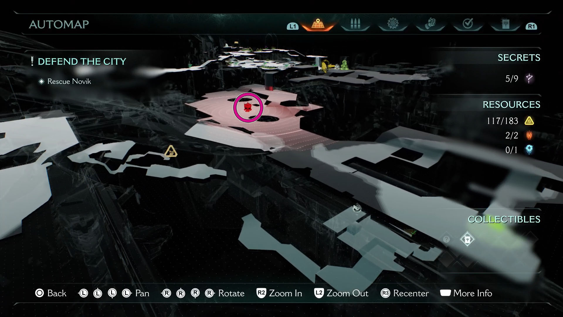 A Doom: The Dark Ages screenshot showing the location of the leader in Chapter 7 on the map. A Doom: The Dark Ages screenshot showing the location of the leader in Chapter 7 on the map.