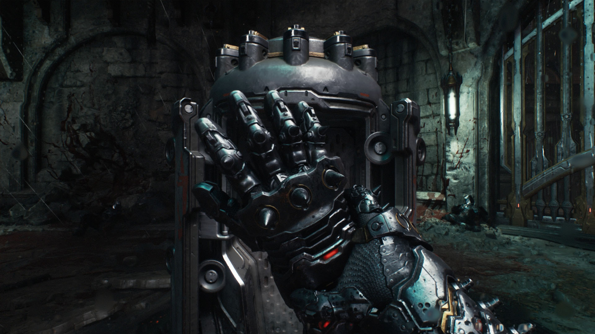 This image shows the Doom Slayer’s hand holding a metal gauntlet. This is one of the melee weapons in Doom: The Dark Ages. This image shows the Doom Slayer’s hand holding a metal gauntlet. This is one of the melee weapons in Doom: The Dark Ages.
