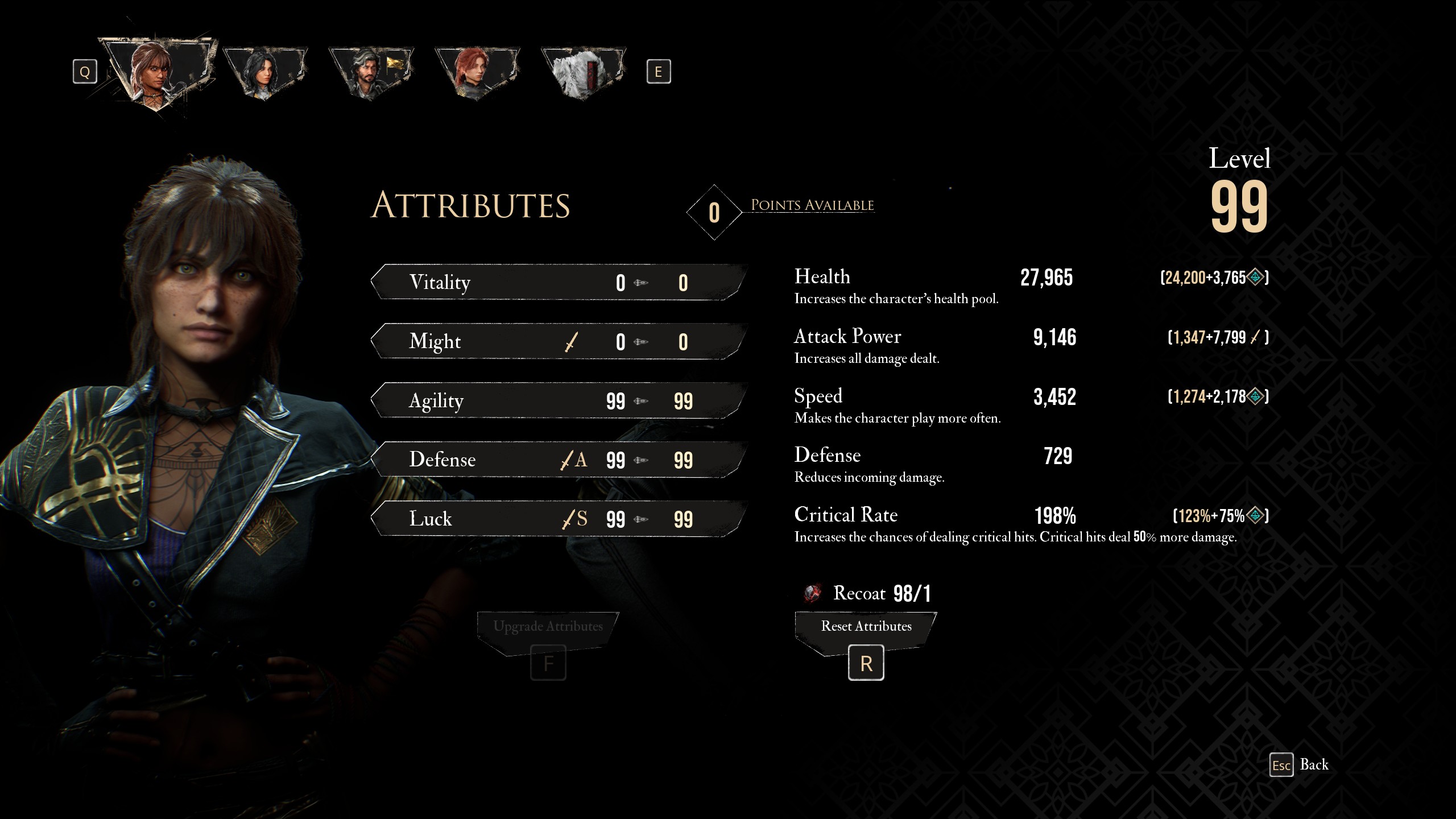 A menu shows the best attributes for Sciel in the best Sciel build in Clair Obscur Expedition 33 A menu shows the best attributes for Sciel in the best Sciel build in Clair Obscur Expedition 33