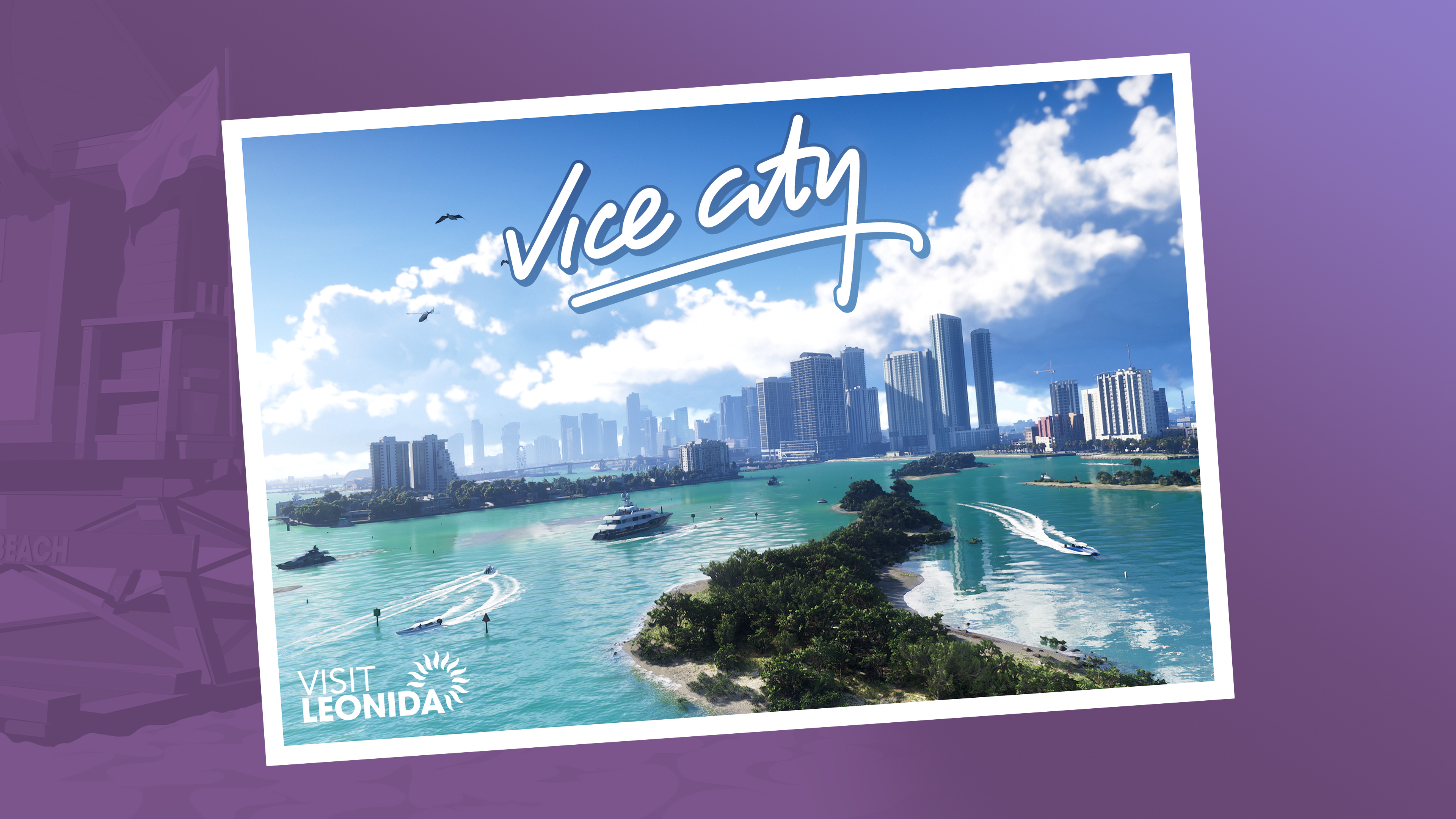 A postcard for Vice City in Grand Theft Auto 6.