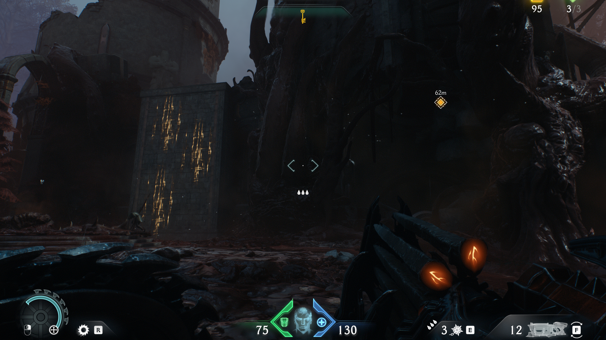 Doom: The Dark Ages Abyssal Forest secrets - A climbing wall leading up the castle at the centre of the woods.