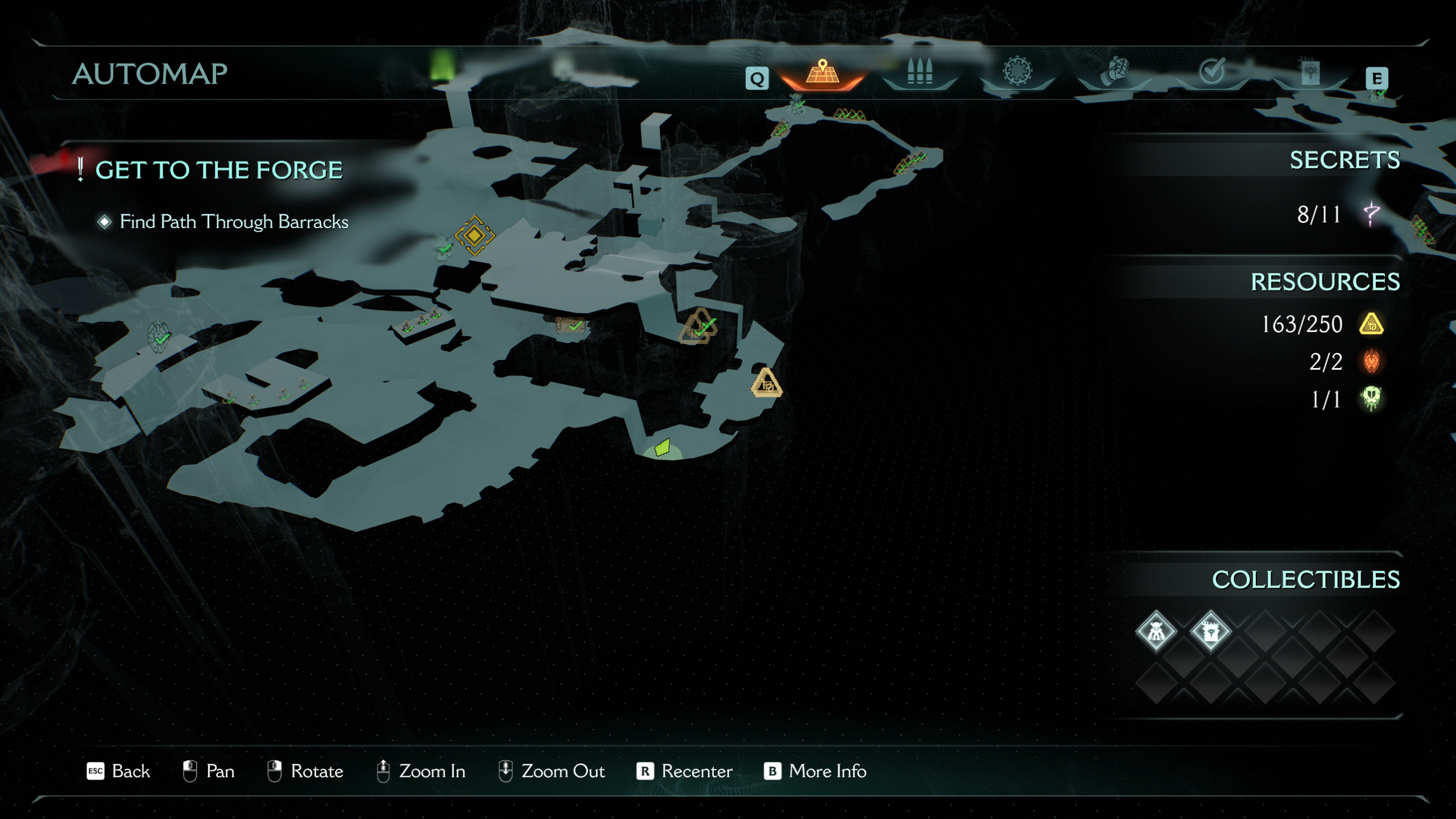 Doom: The Dark Ages Abyssal Forest secrets - A map showing where to find a pile of gold under the castle.