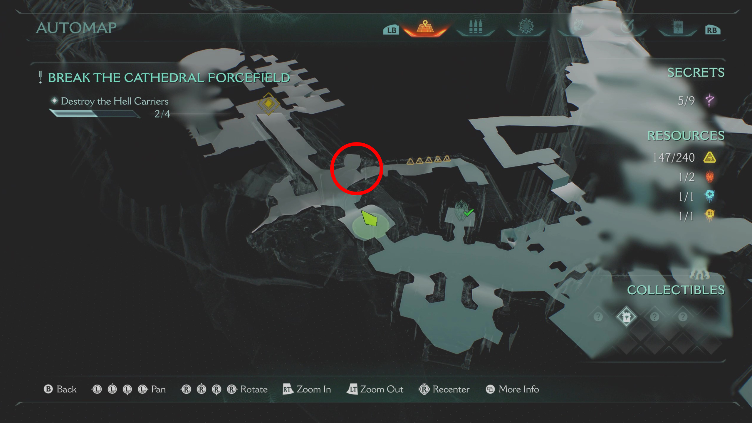 Doom: The Dark Ages Holy City of Aratum secrets - A map showing the location of the Serrat toy down a hidden pathway next to a bridge.