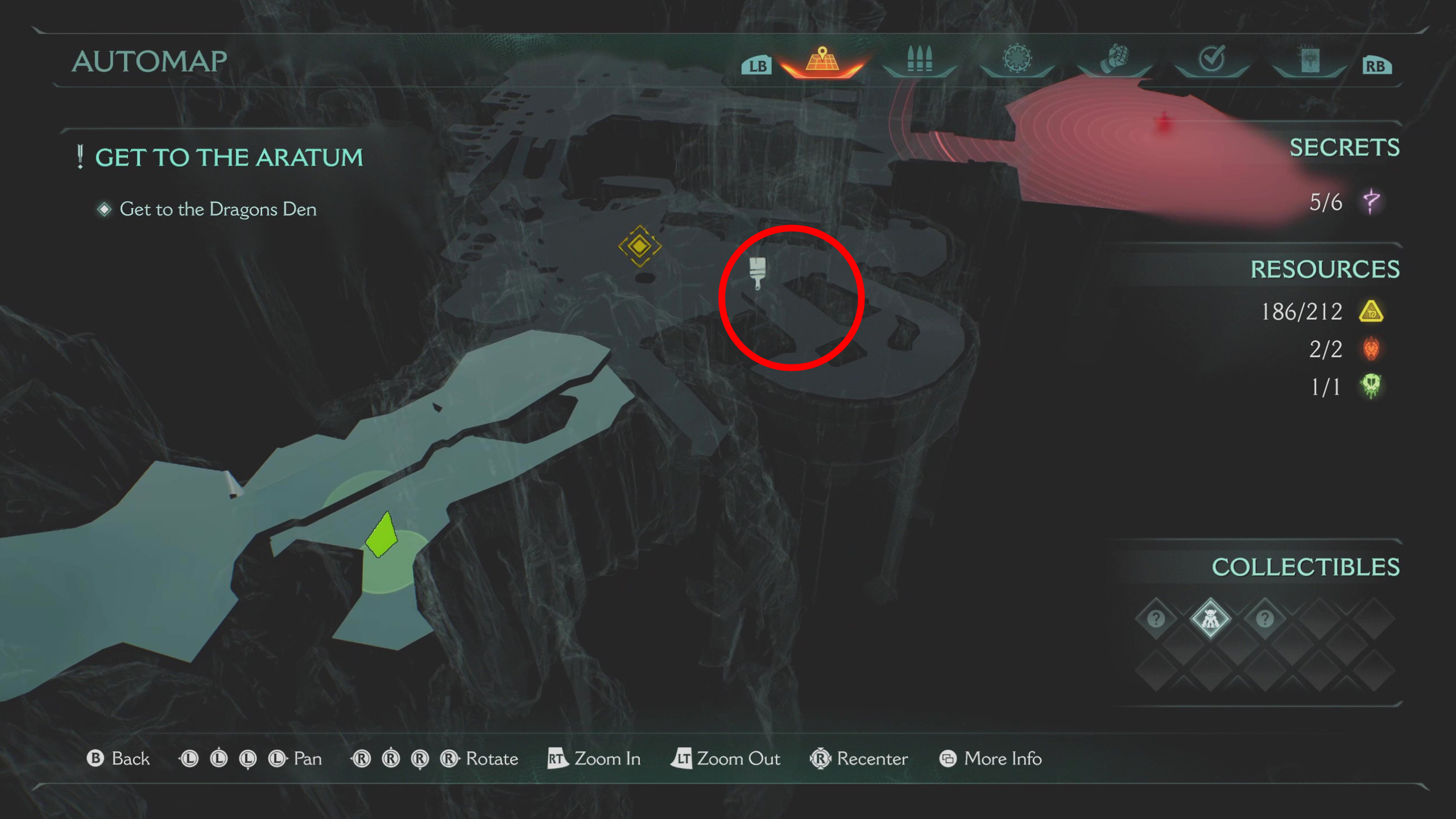 Doom: The Dark Ages Sentinel Barracks secrets - A map showing the location of a weapon skin.