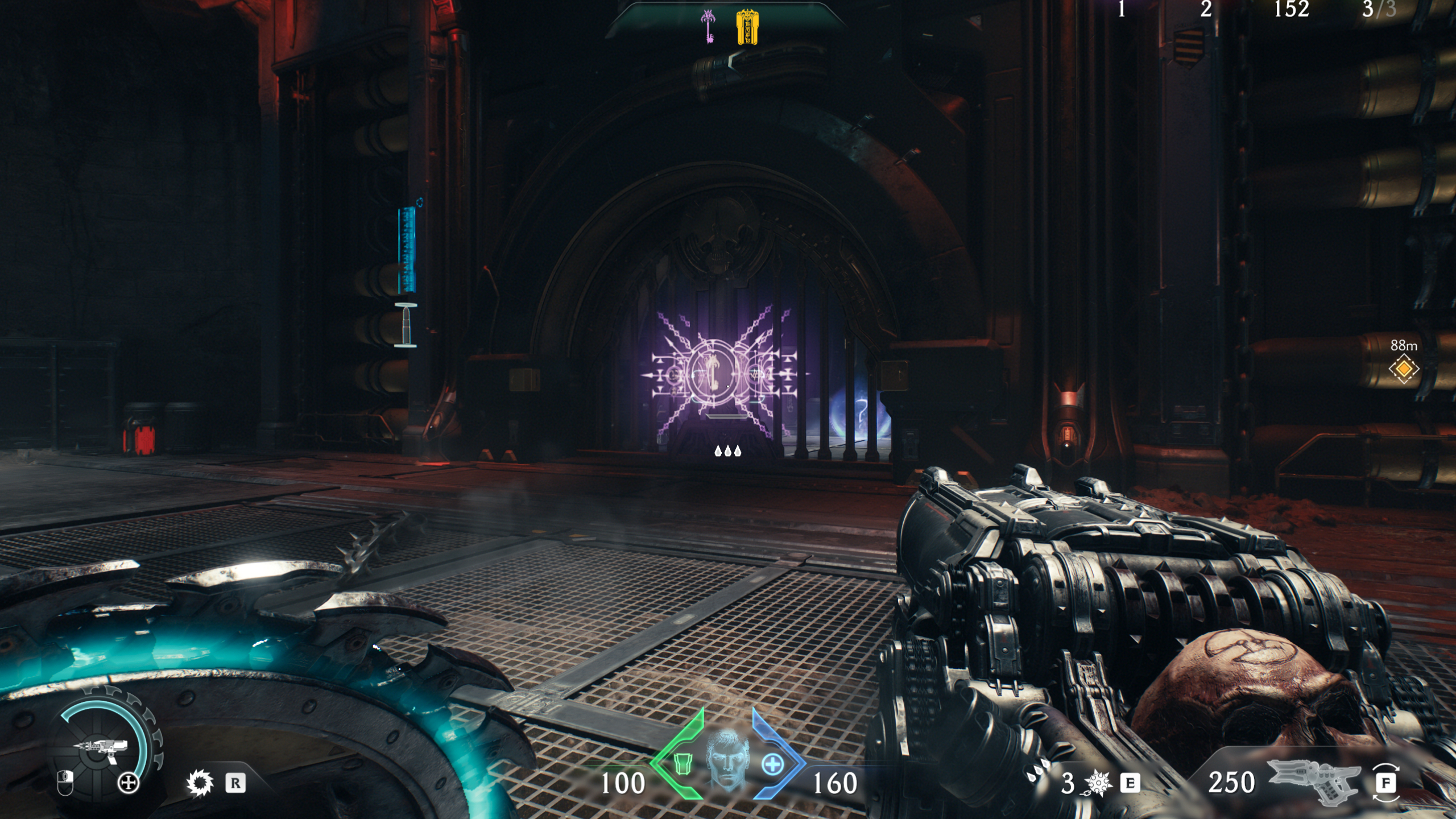 Doom: The Dark Ages Chapter 12 secrets - A gate with a purple secret key lock on it, protecting a collectible action figure.