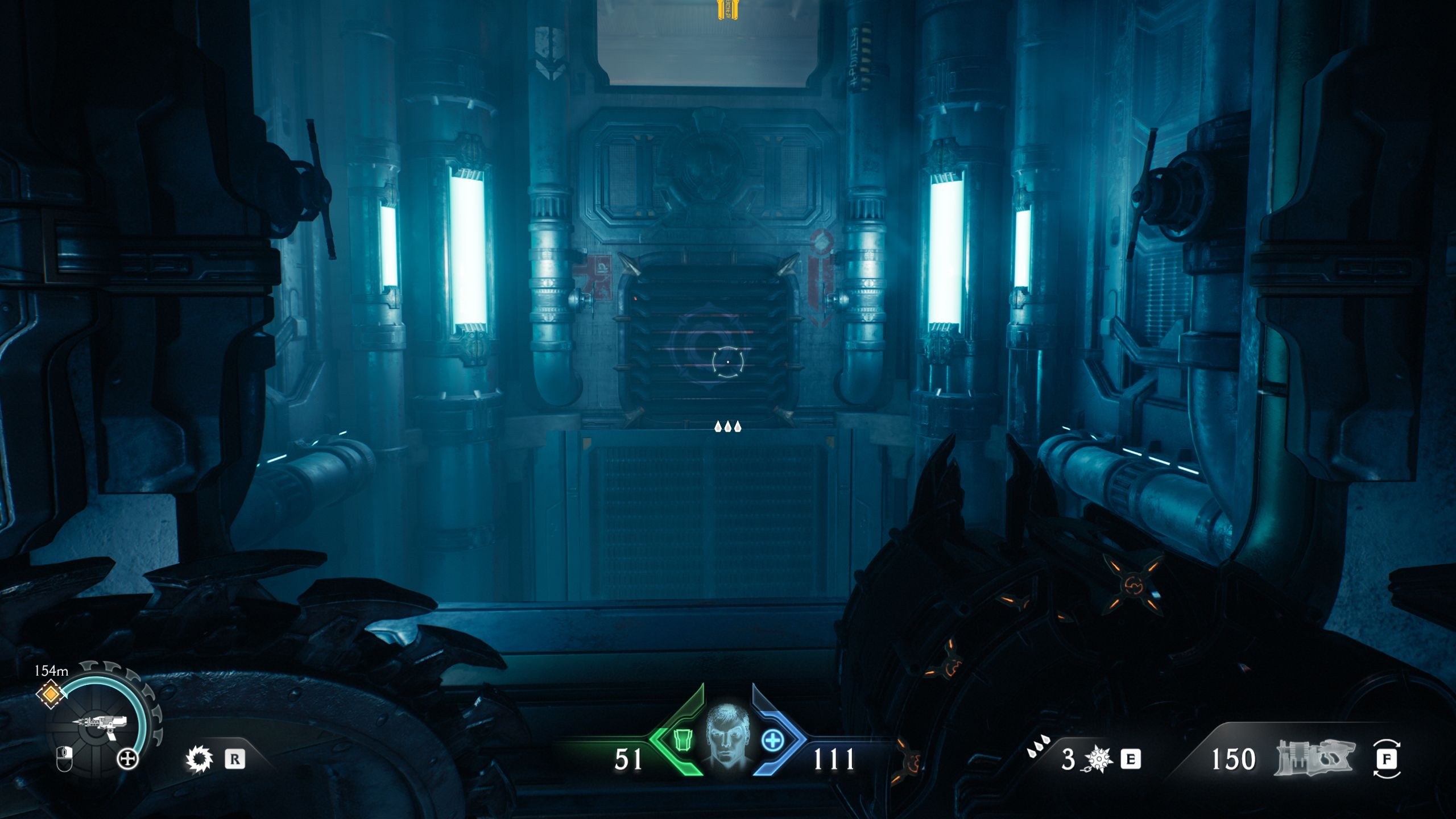 Doom: The Dark Ages Chapter 12 secrets - A breakable vent in the Sentinel Command Station elevator shaft.