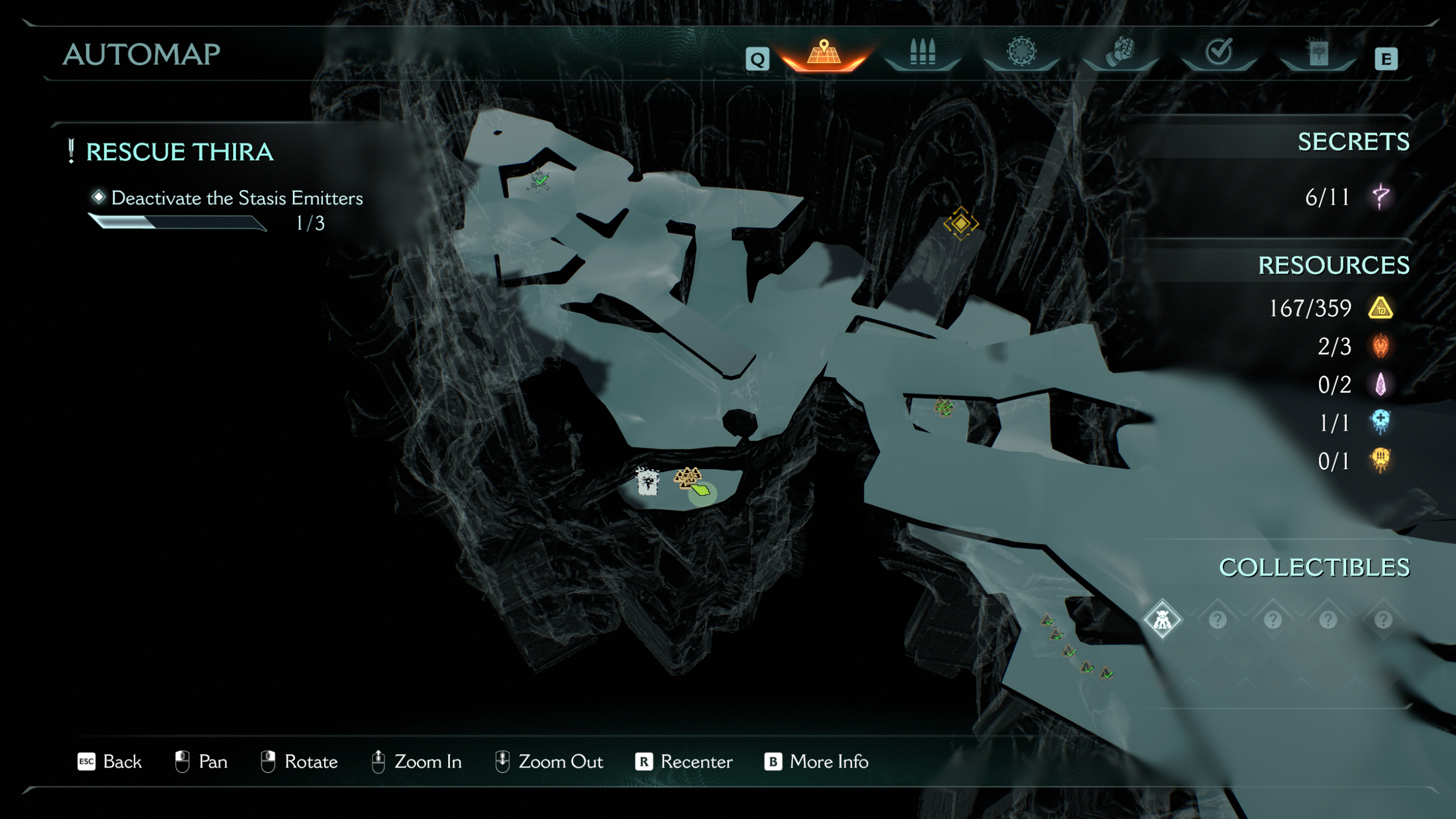 Doom: The Dark Ages Chapter 14 secrets - A map showing the location of a codex entry in a large cave.