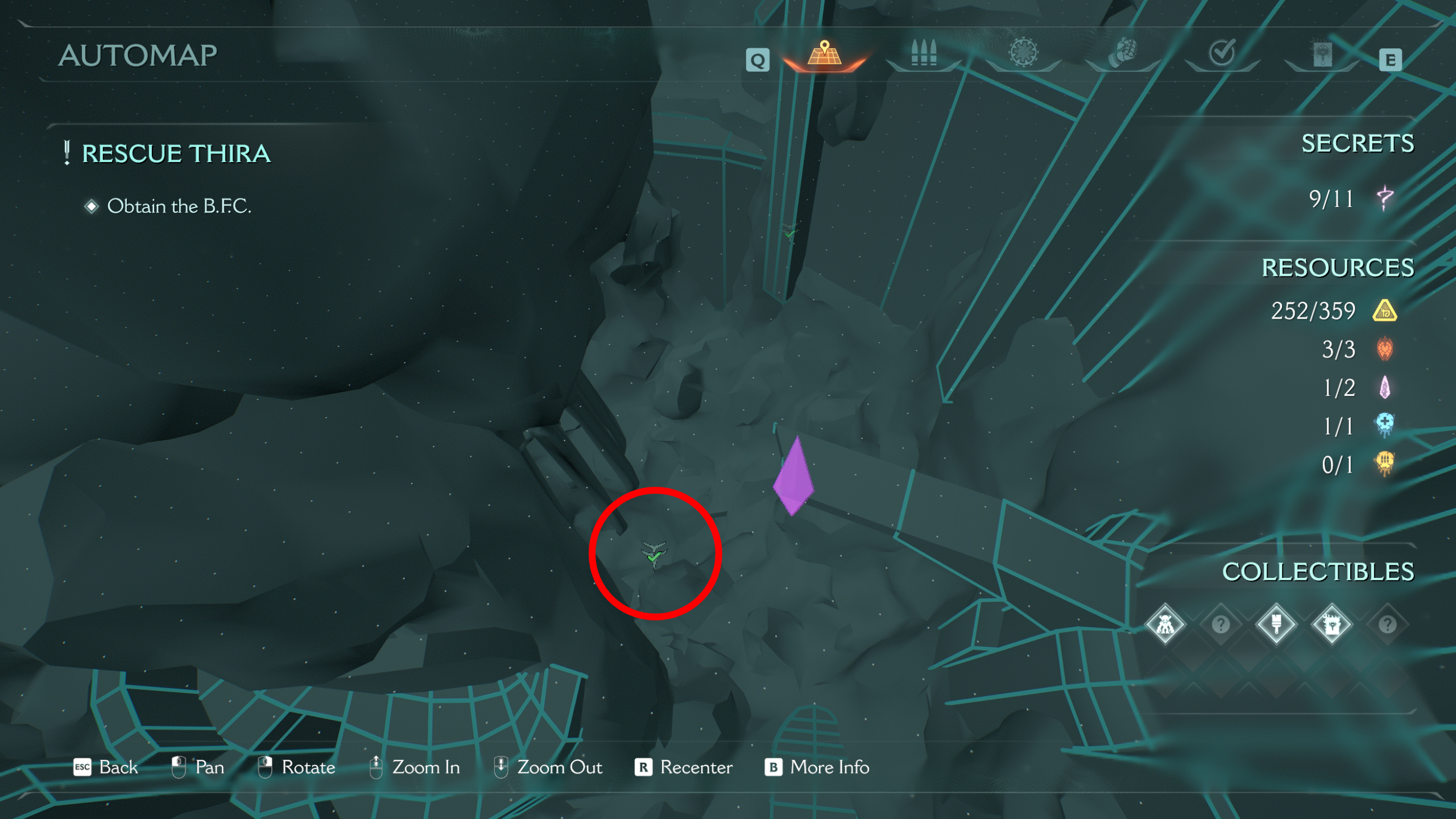 Doom: The Dark Ages Chapter 14 secrets - A map pointing out a hidden landing zone at the bottom of the map.