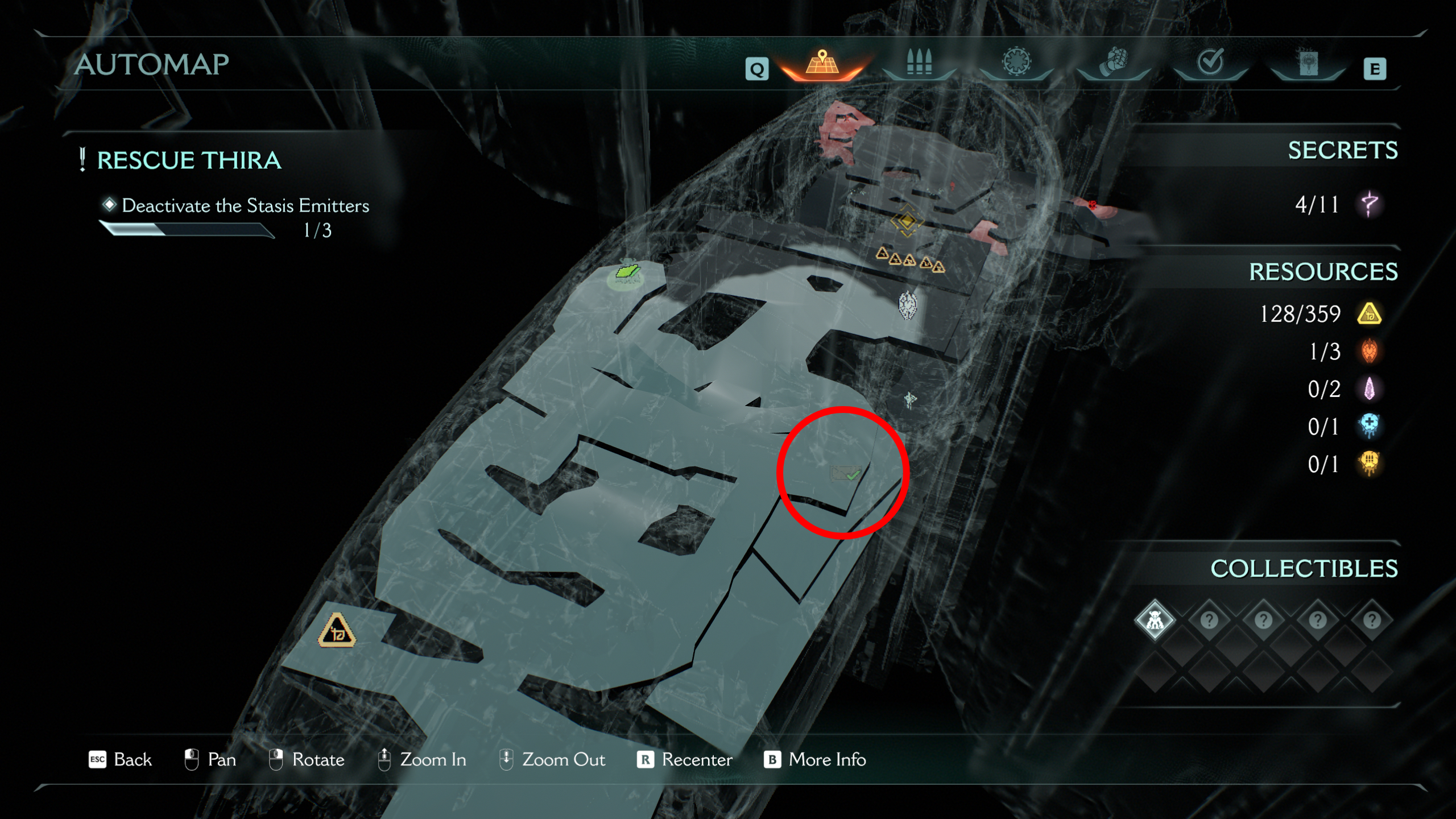 Doom: The Dark Ages Chapter 14 secrets - A map pointing towards a gold chest in a lower level of the shipwreck hull.