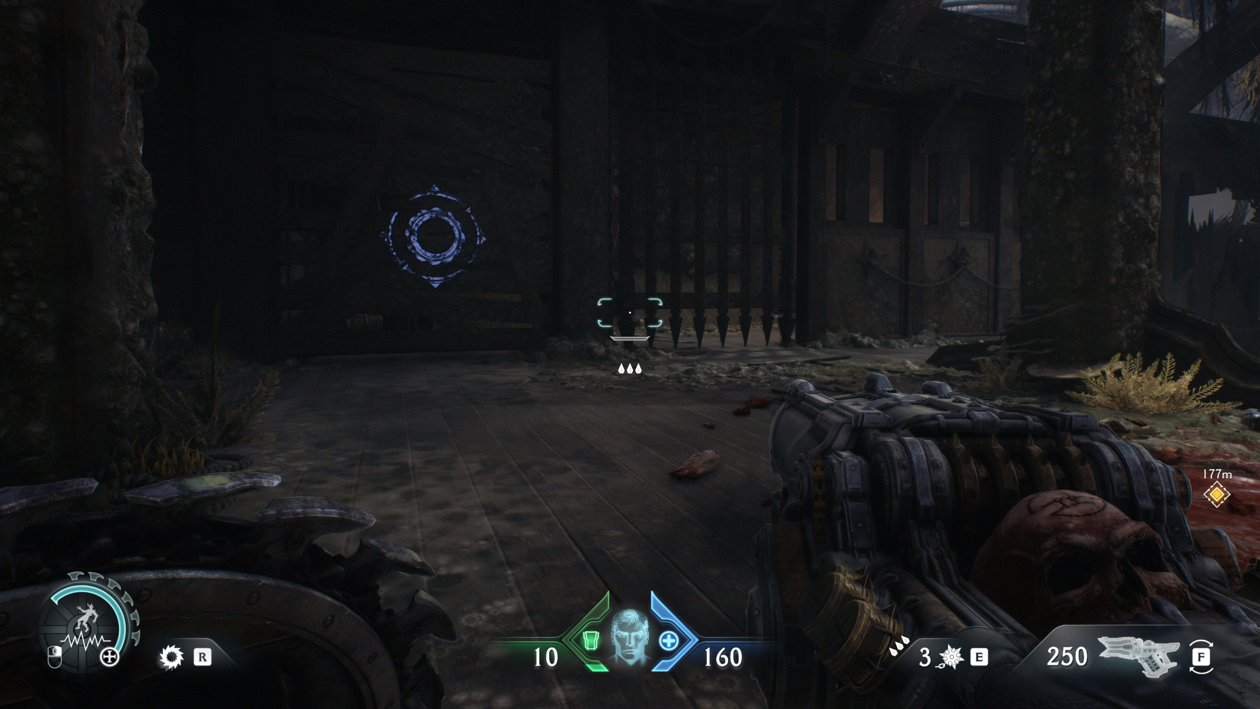 Doom: The Dark Ages Chapter 14 secrets - A wooden barricade blocking an area to the side of the shipwreck.