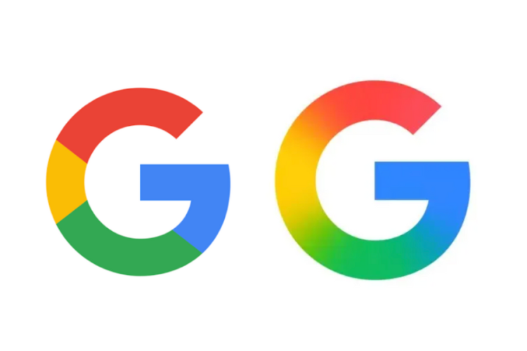 An image of two Google logos, as shared by the Verge, showing the difference between the old and new designs.
