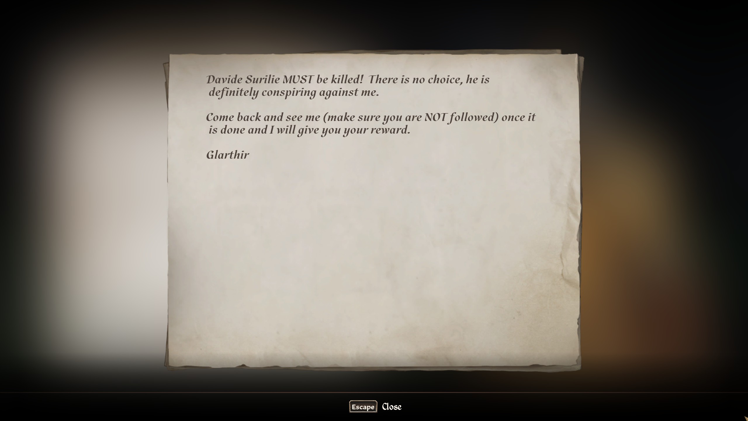 Oblivion Paranoia quest - Note