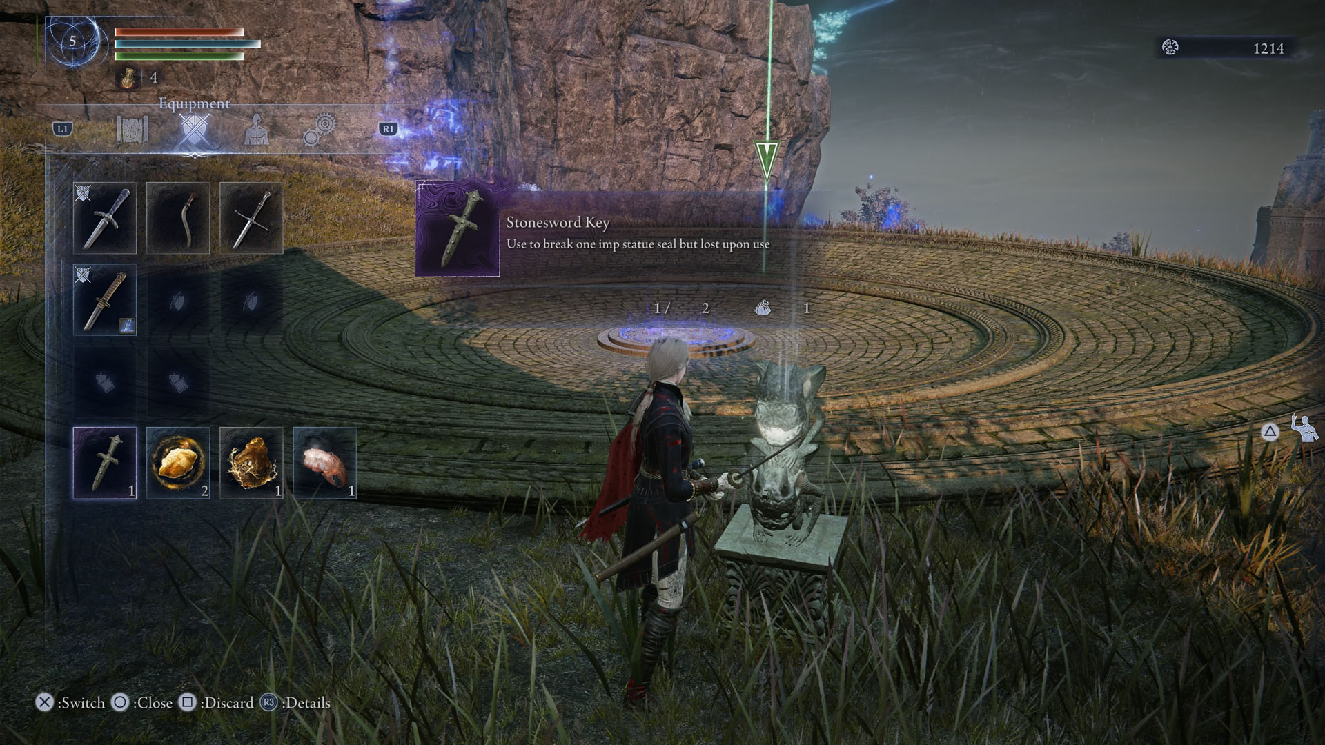 An Elden Ring Nightreign screenshot showing how to use a Stonesword Key in the Imp Statue. An Elden Ring Nightreign screenshot showing how to use a Stonesword Key in the Imp Statue.