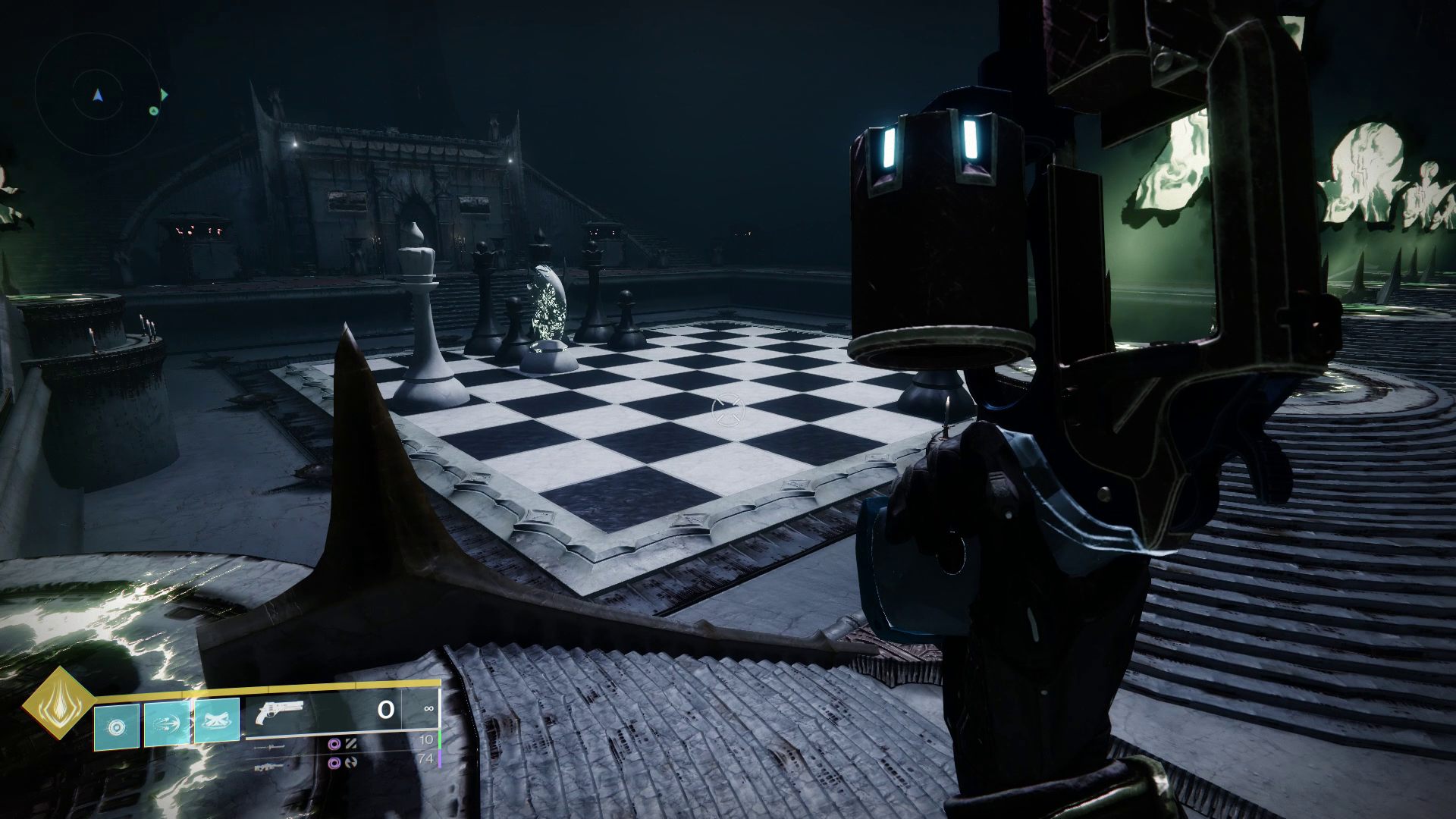 A Guardian spawns a Knight onto a chess board in Destiny 2 A Guardian spawns a Knight onto a chess board in Destiny 2