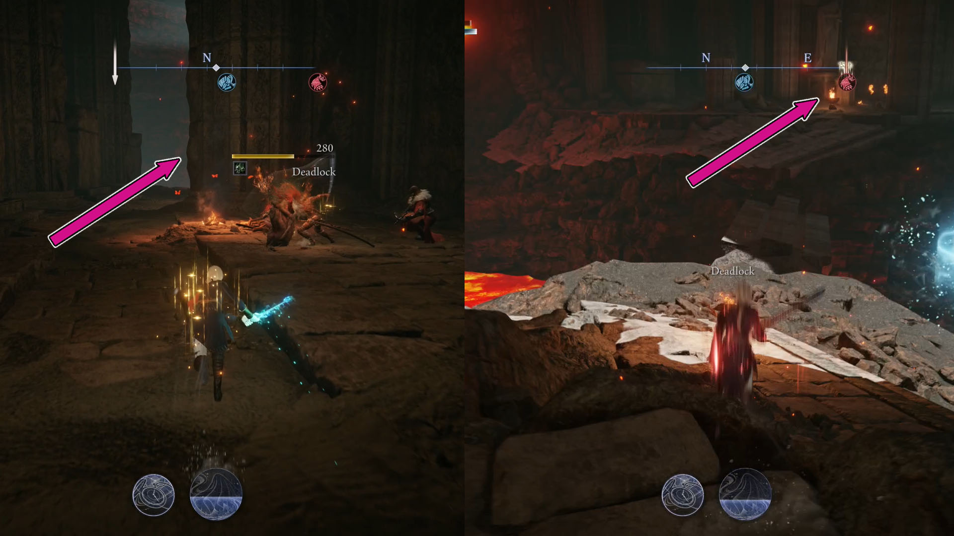 A montage using two Elden Ring Nightreign screenshot showing on the left side a corridor and on the right side an entrace to where players must go. A montage using two Elden Ring Nightreign screenshot showing on the left side a corridor and on the right side an entrace to where players must go.