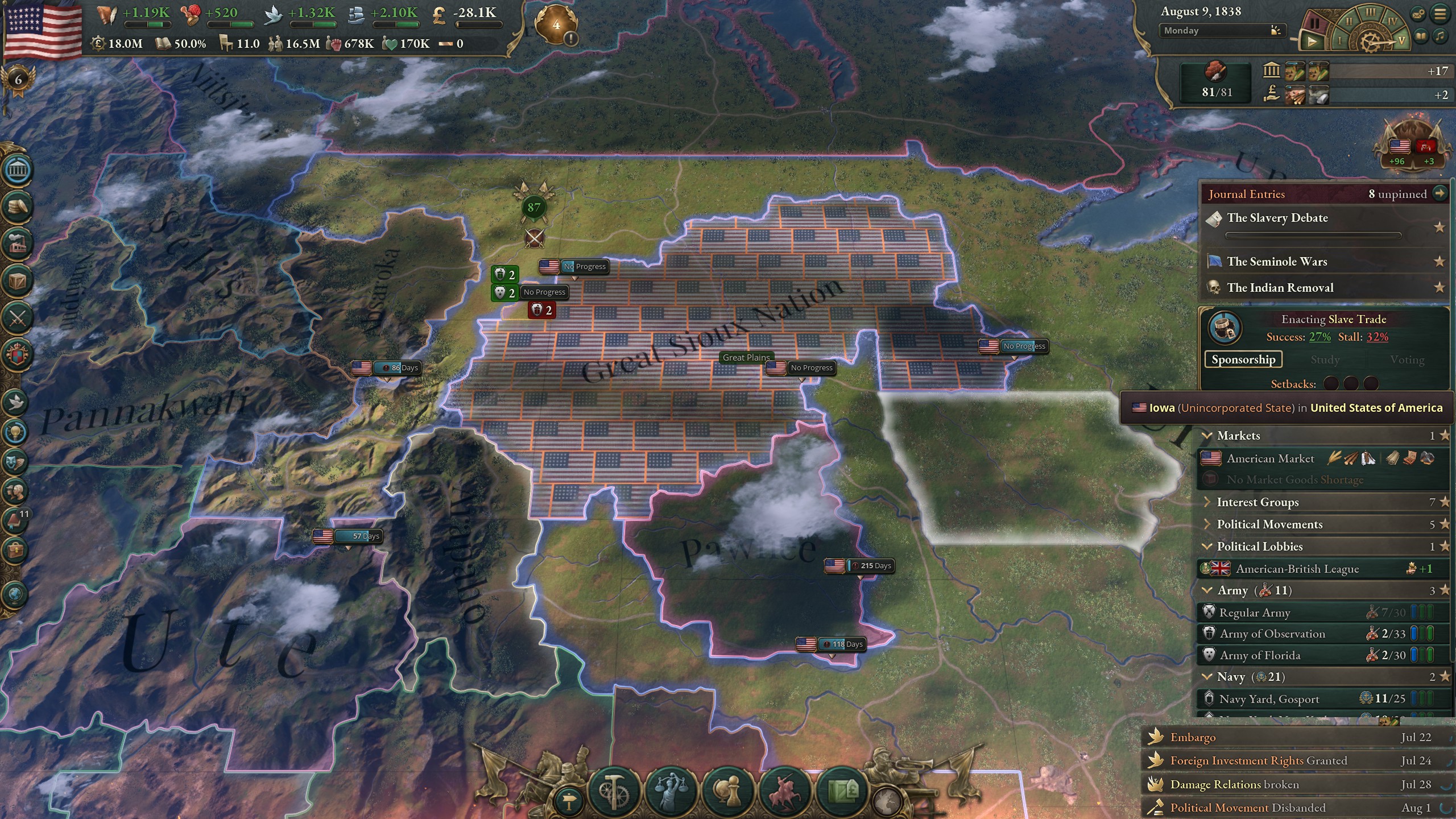 The Great Sioux Nation, occupied by American troops.