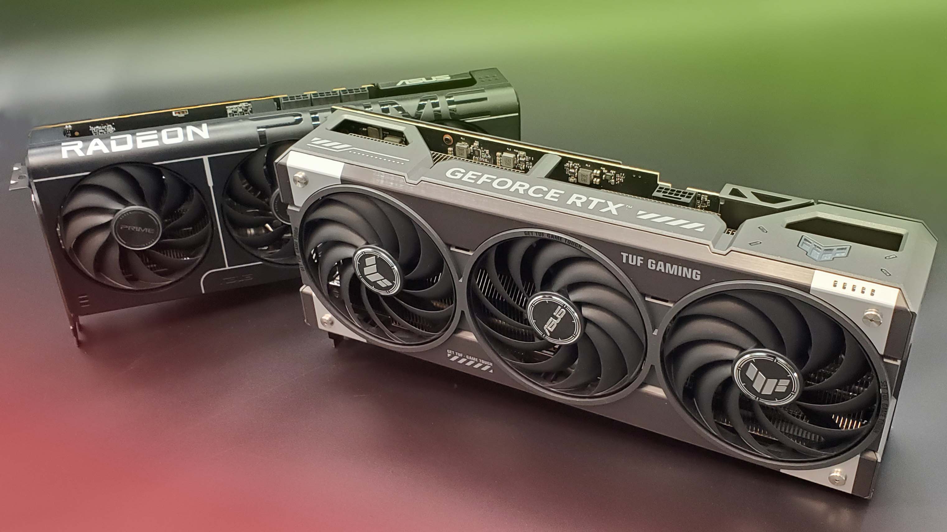 AMD RX 9070 XT and Nvidia RTX 5070 Ti graphics cards from Asus