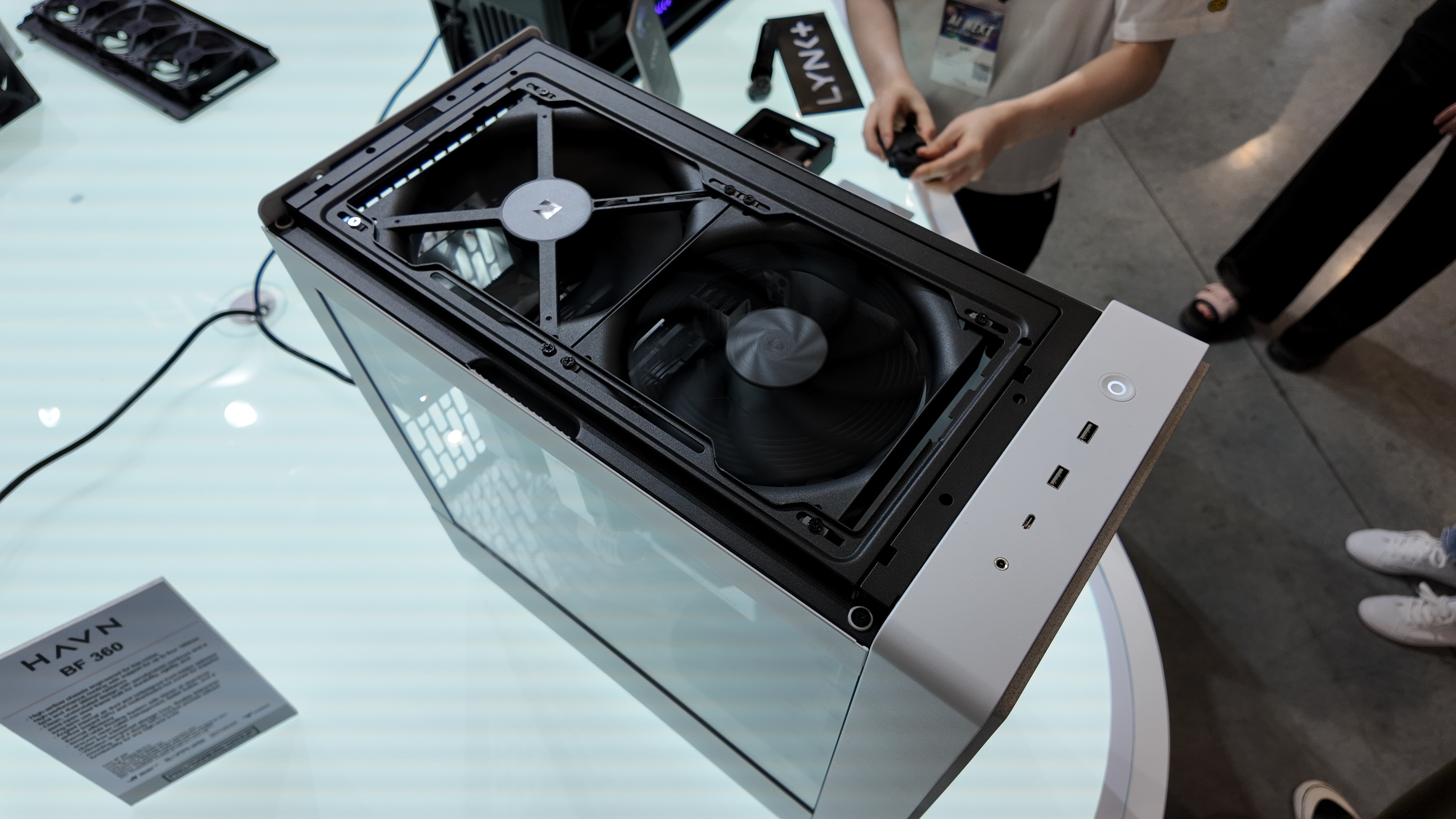 A Havn BF 360 case on display at Computex 2025, Taipei.