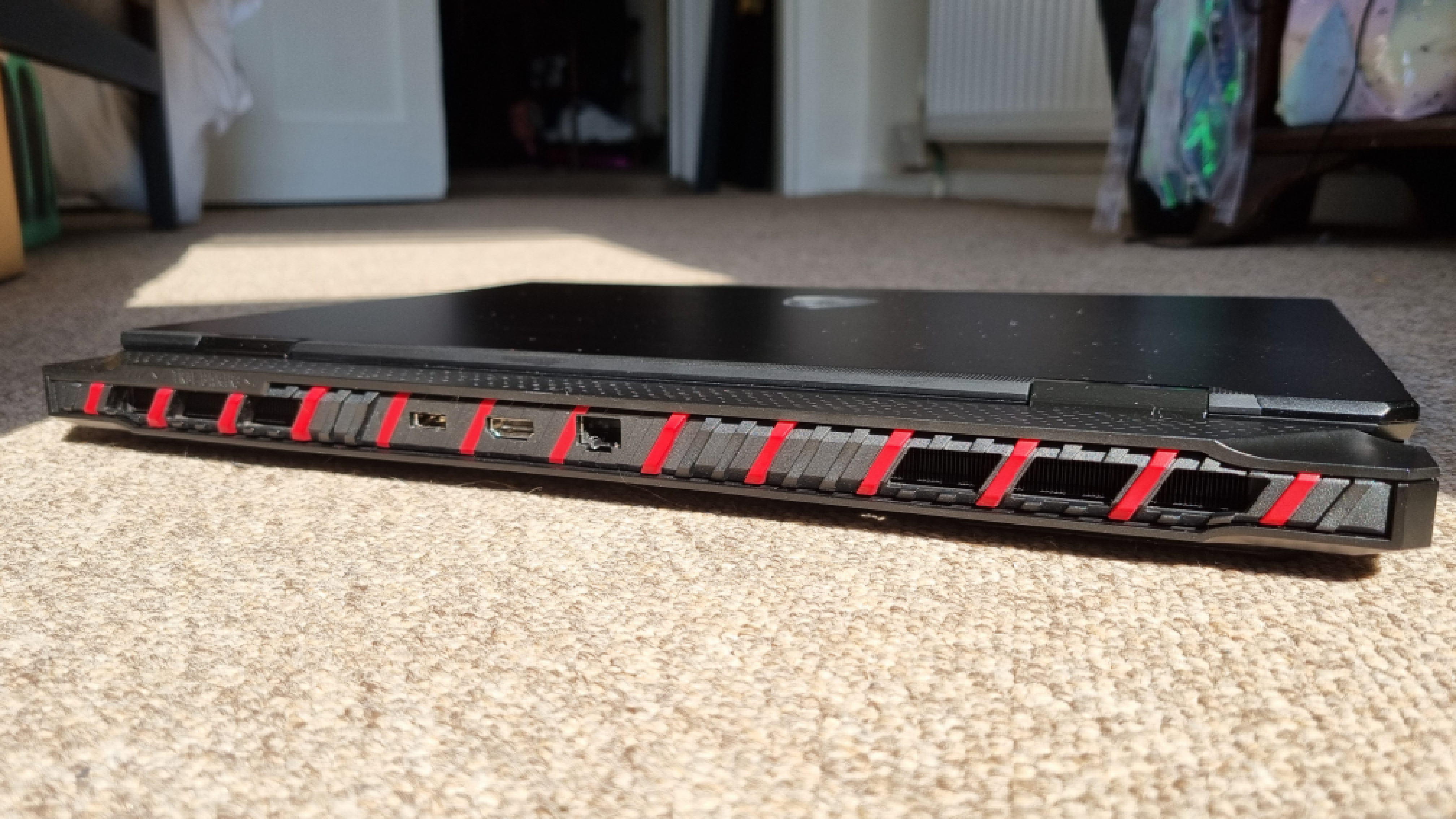 The rear fan vents of the MSI Raider 18 HX AI A2XW gaming laptop