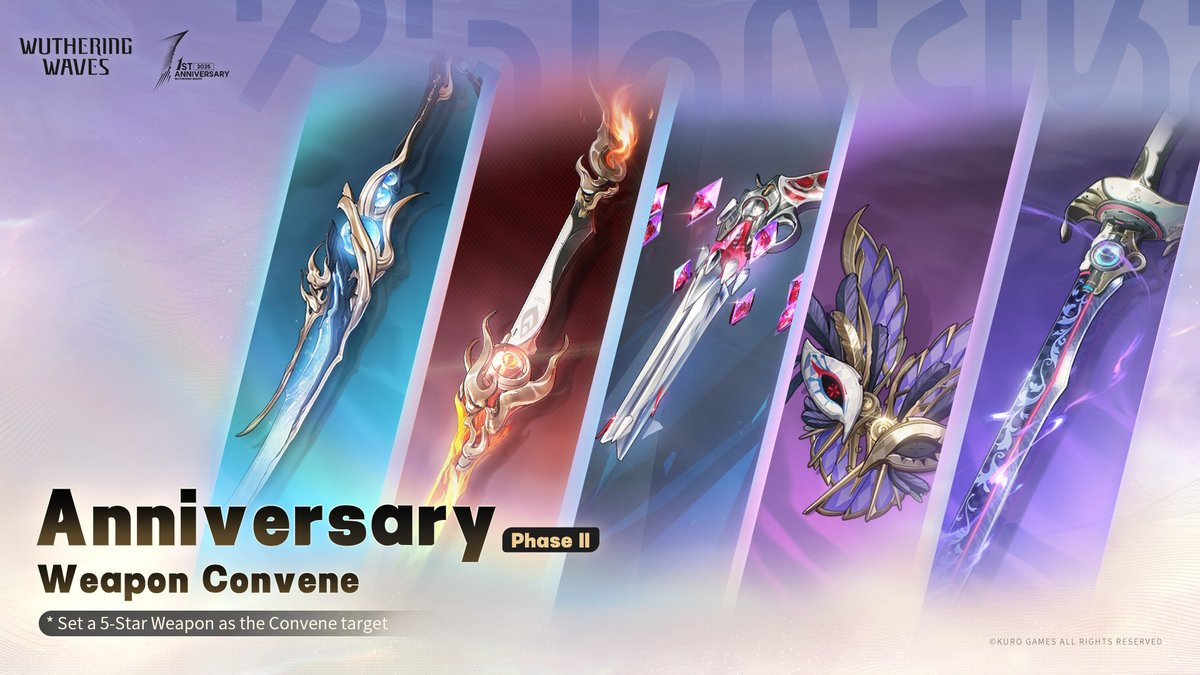 Wuthering Waves banner and weapon details for Anniversary Weapon Convene in Phase 2 of version 2.3