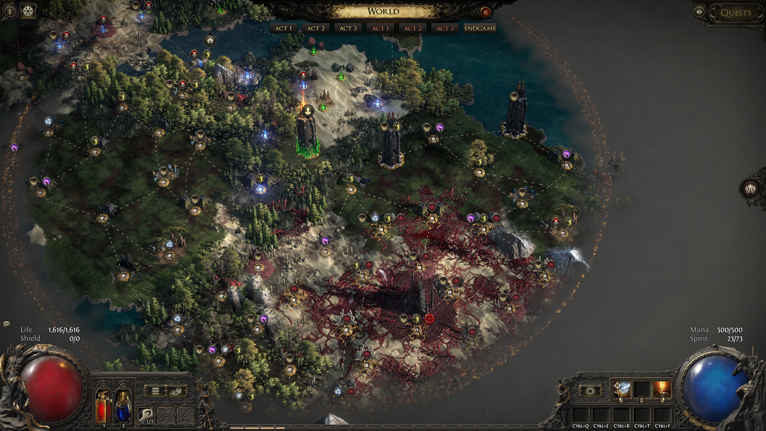 The endgame atlas in Path of Exile 2.