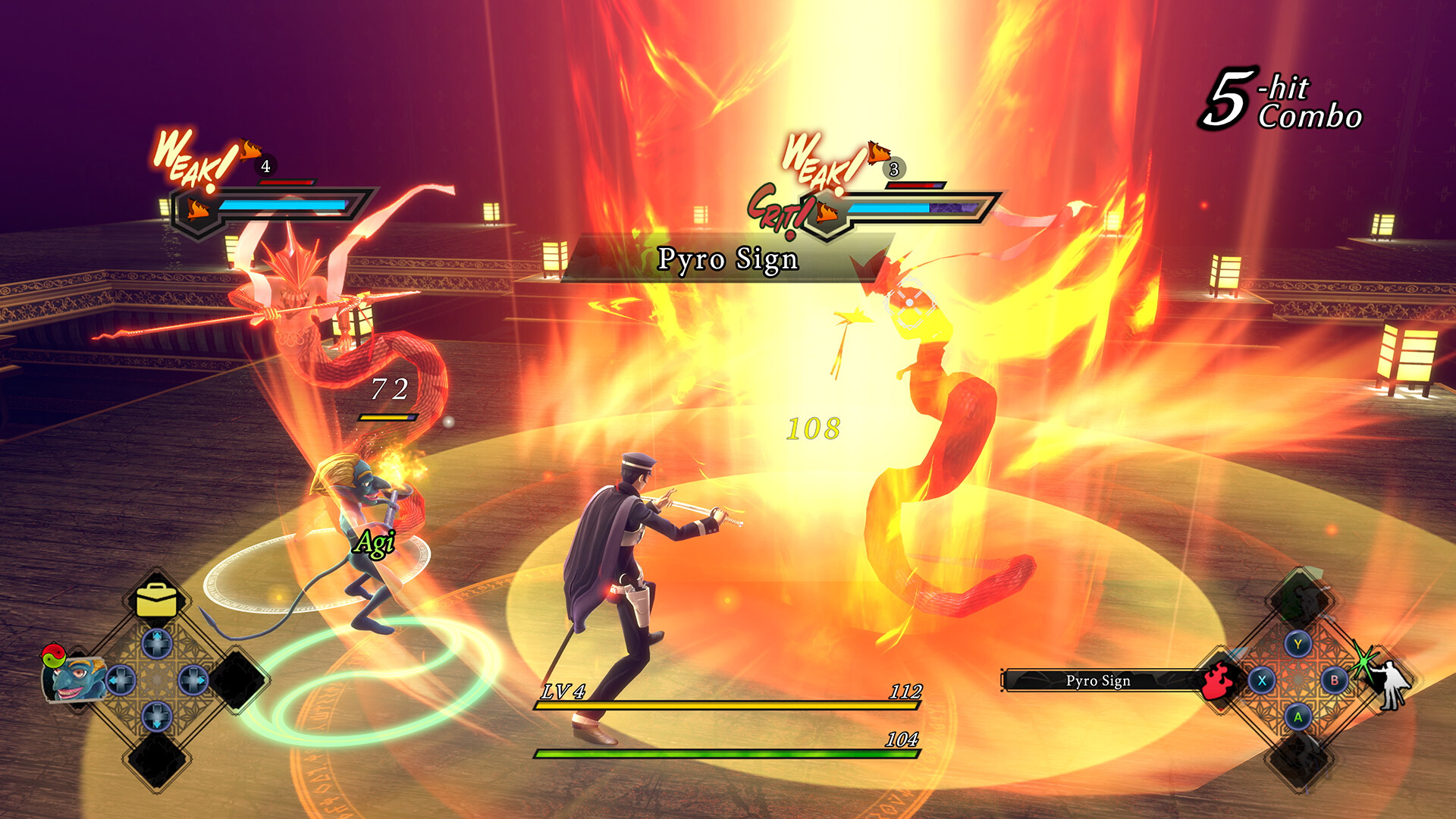 A screenshot from Raidou Remastered showing the revamped combat system