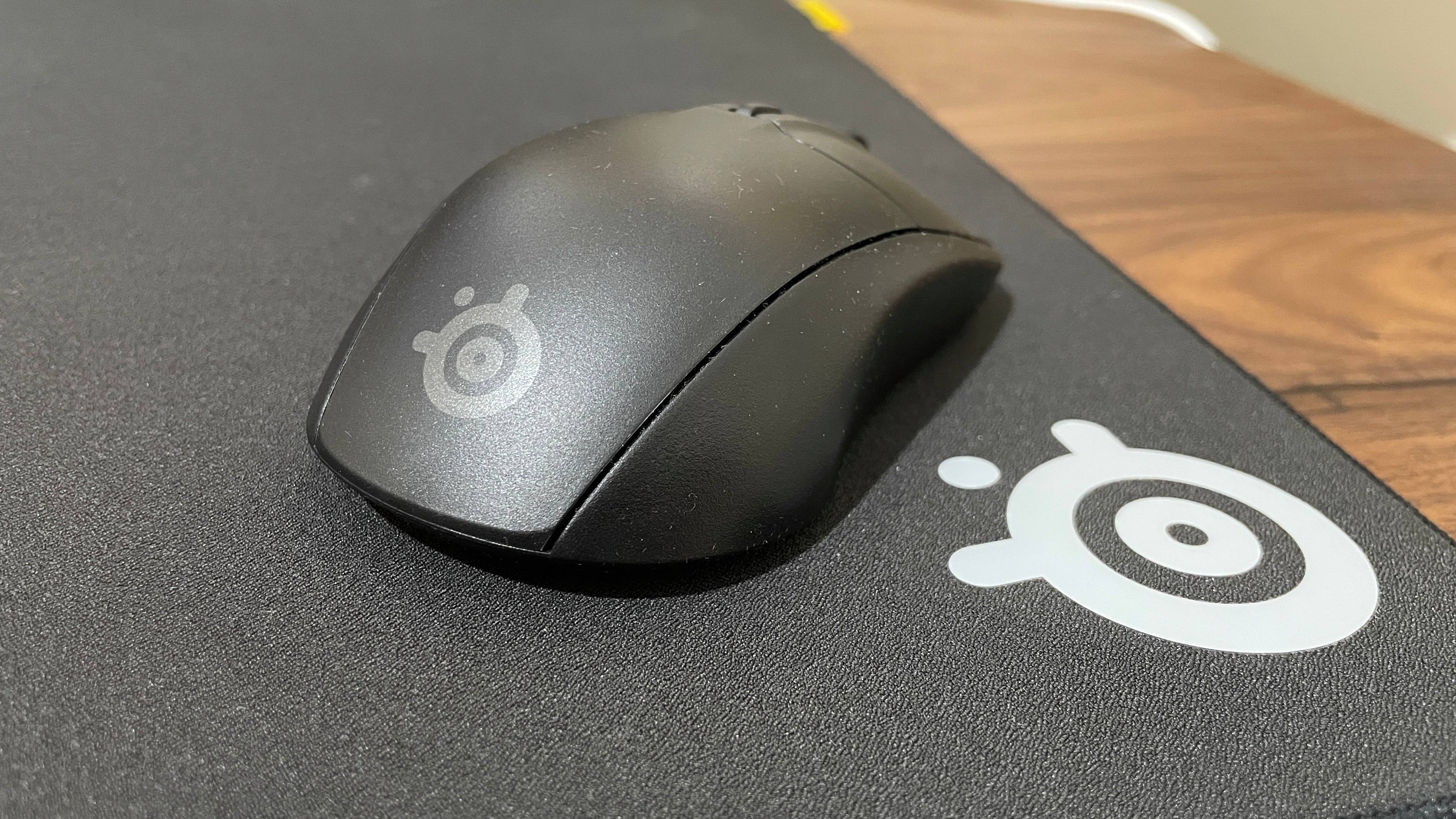 SteelSeries Rival 3 Gen 2 Wireless gaming mouse on a SteelSeries mousepad with the company logo