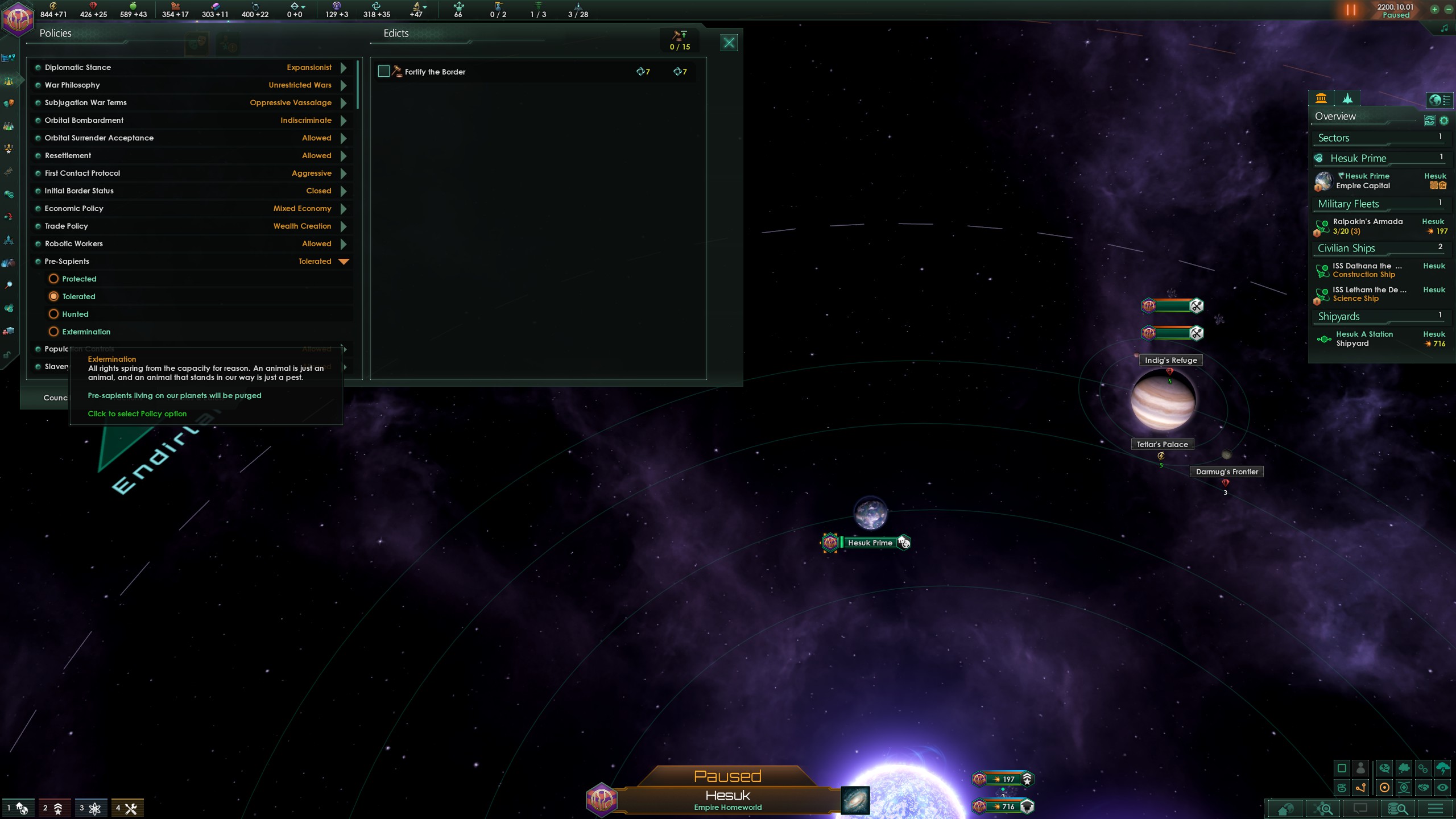 Stellaris 4.0 pre-sapient edicts