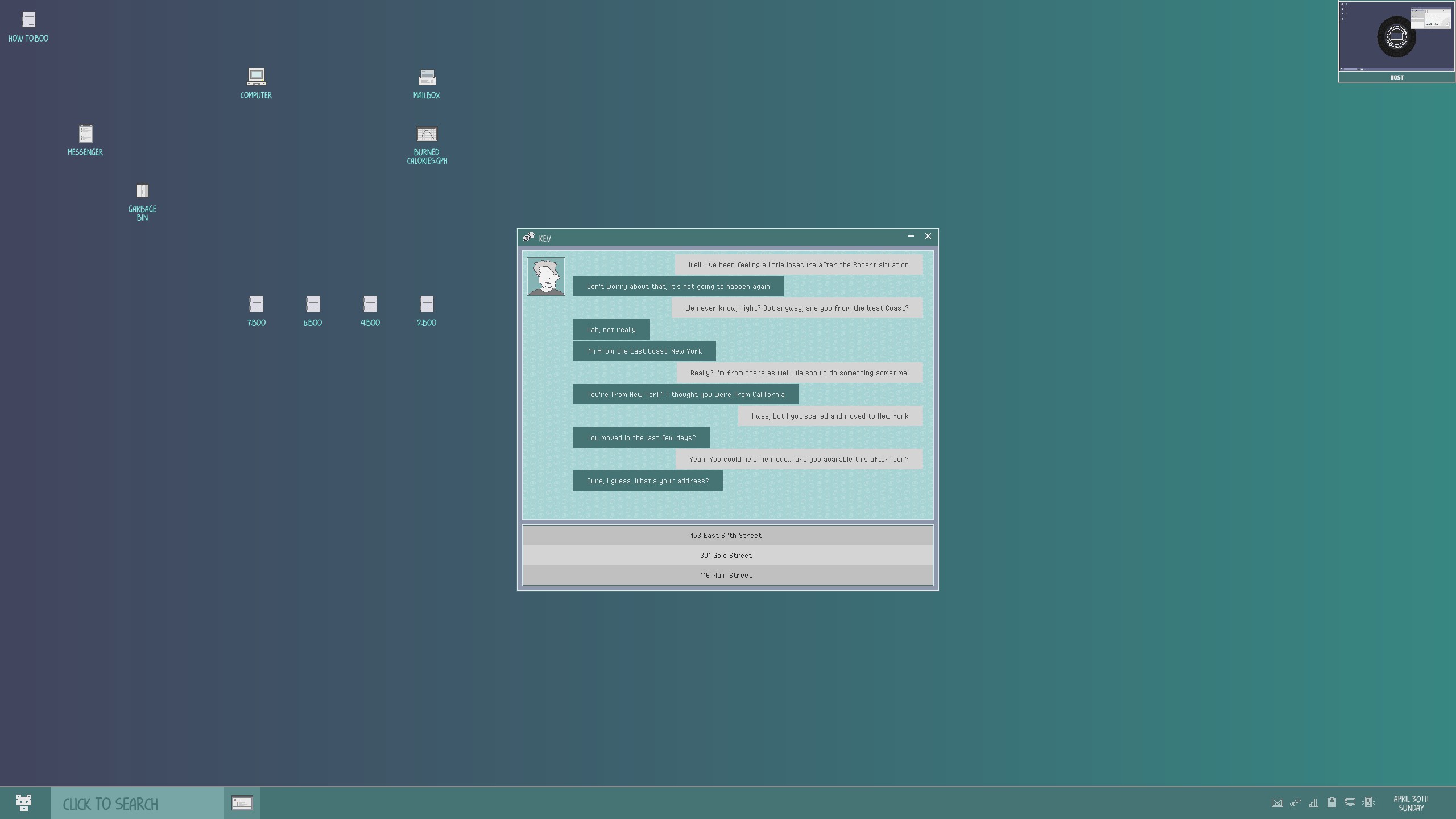 Choosing a response in a chat window.
