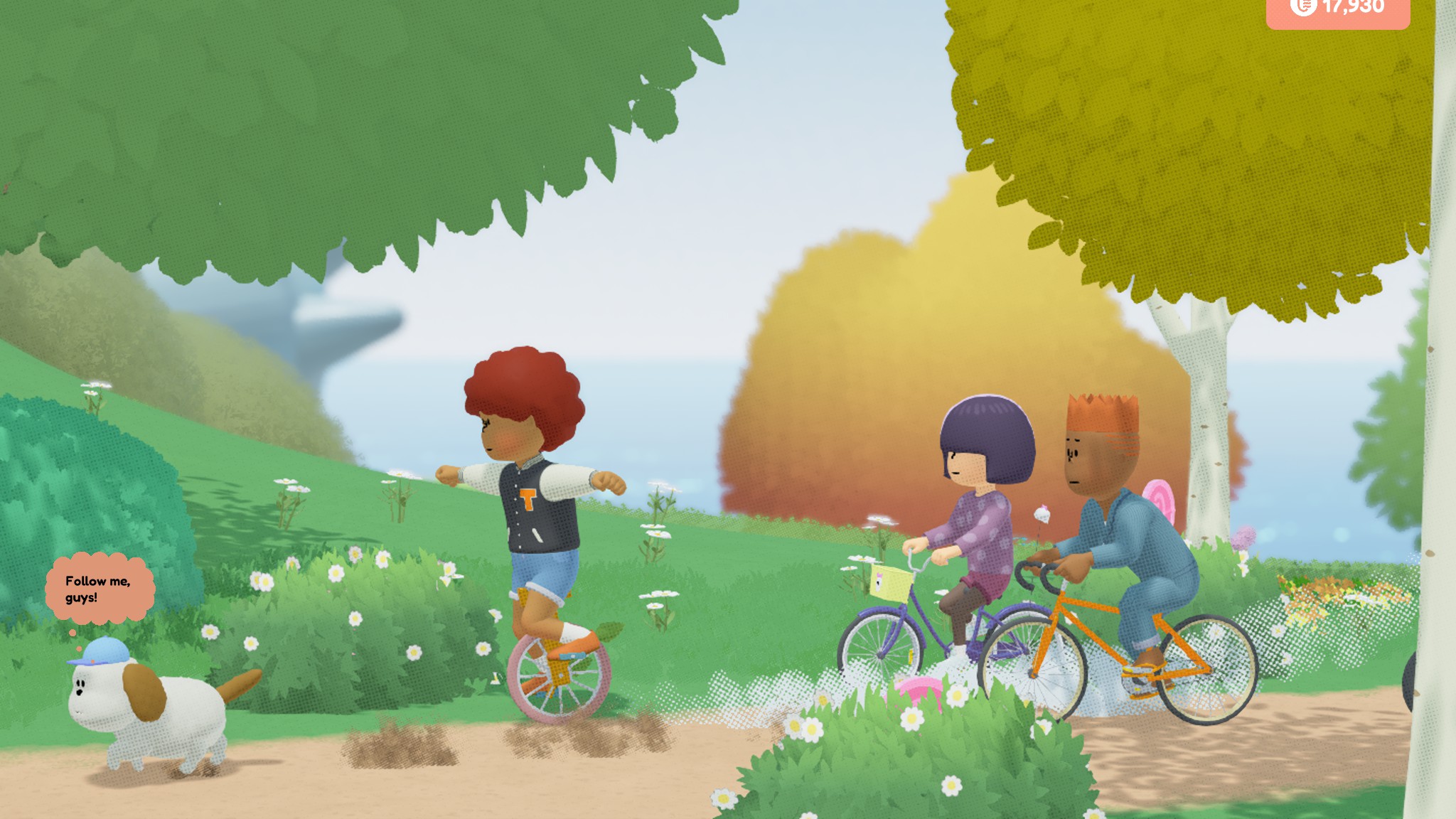 Kids riding a bike and unicycle