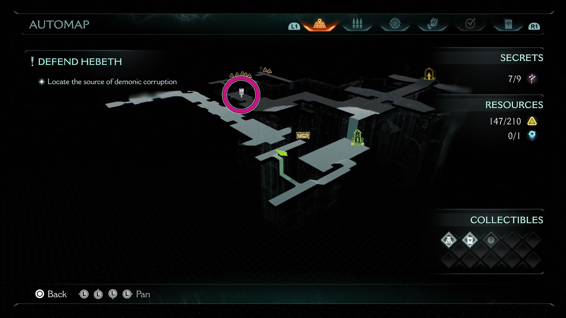 Map of Hebeth showing the location of the skin for the Shredder gun in Doom: The Dark Ages.