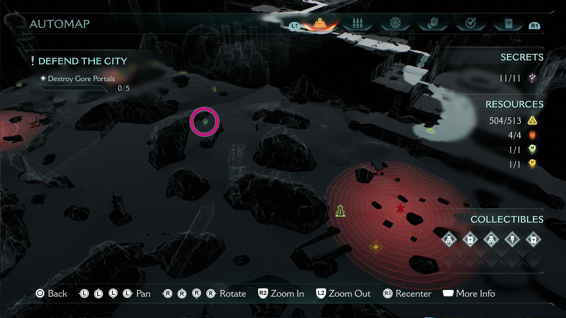 A map showing the location of the Ruby you acquire by breaking three Wolf Statues in Doom: The Dark Ages’s Chapter 6.