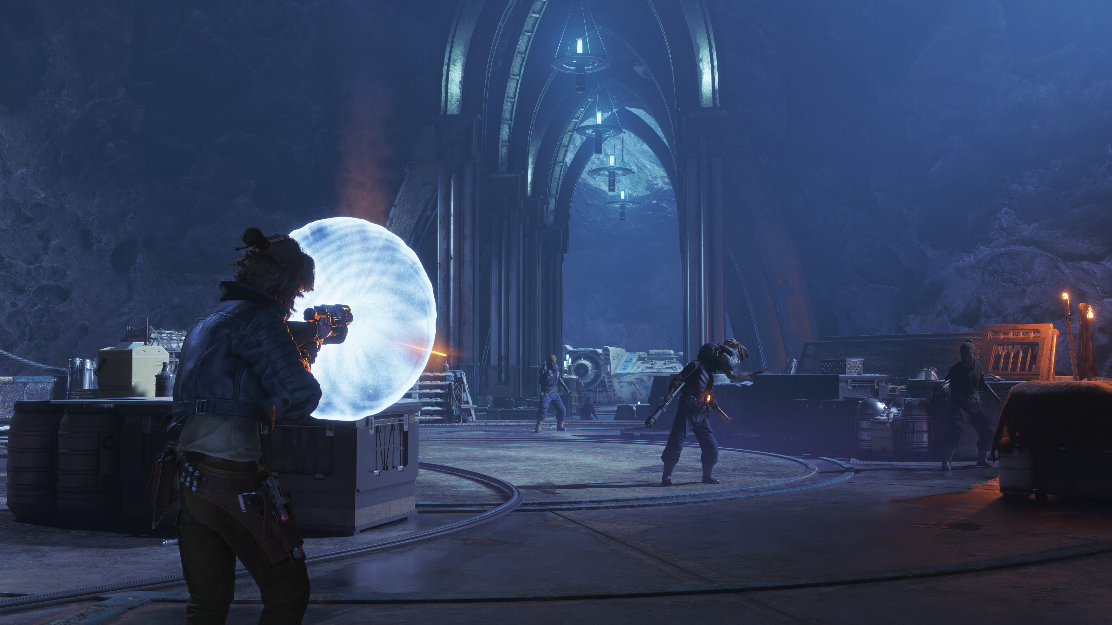 Kay Vess battling pirates in Star Wars Outlaws.