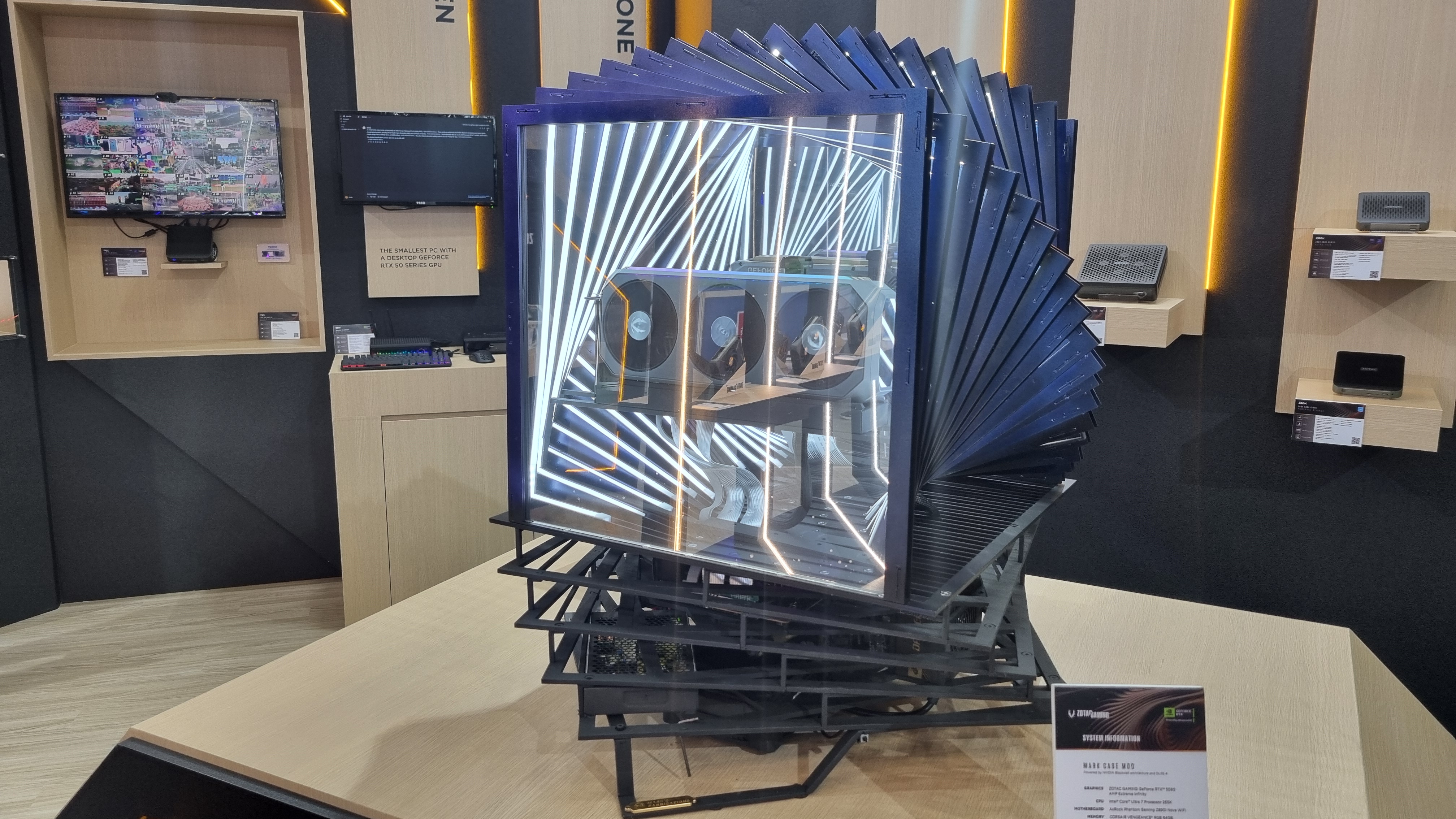 A custom PC case at the Zotac booth, Computex 2025