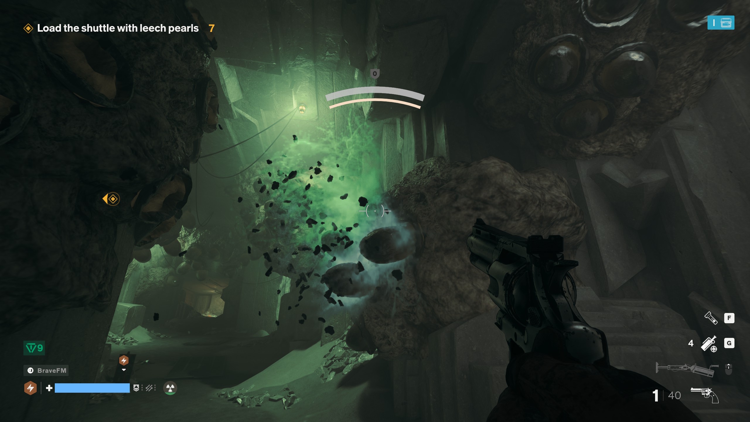 A cleaner in FBC Firebreak exploding nuclear leeches