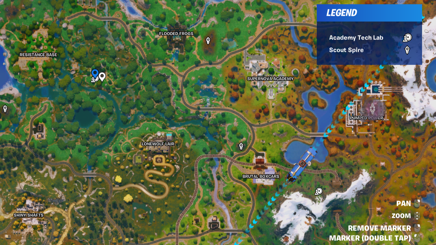 Fortnite Chapter 6 Season 3 best landing spots marked on the map.
