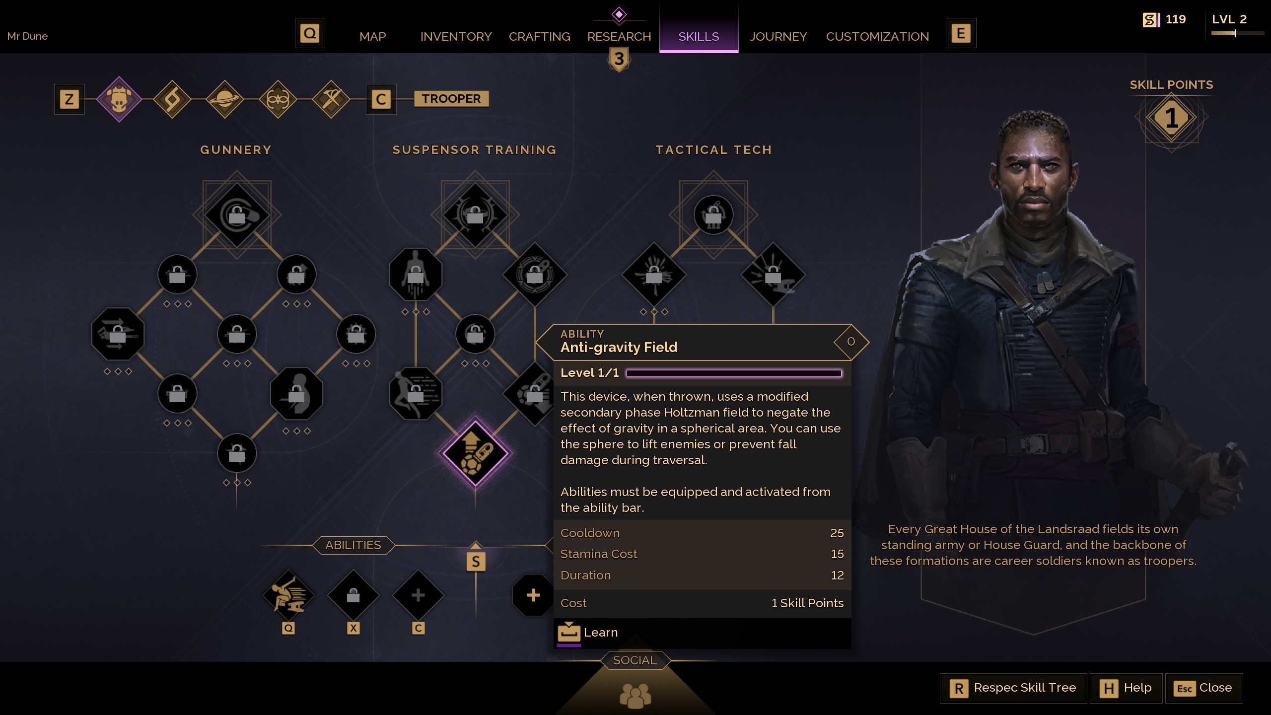 A skill tree in Dune Awakening A skill tree in Dune Awakening
