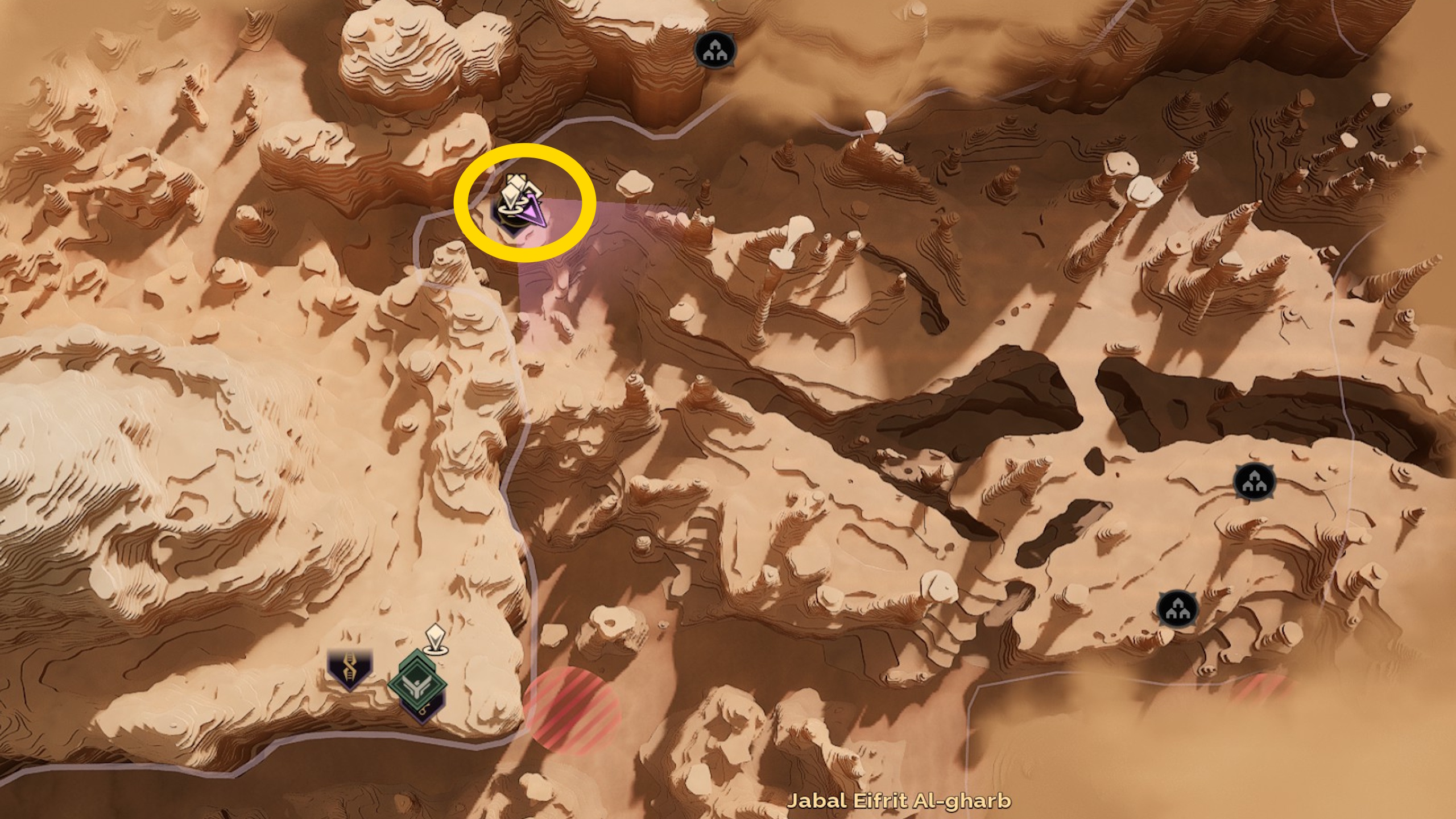 A map image showing where to find the Swordmaster trainer in Dune Awakening A map image showing where to find the Swordmaster trainer in Dune Awakening