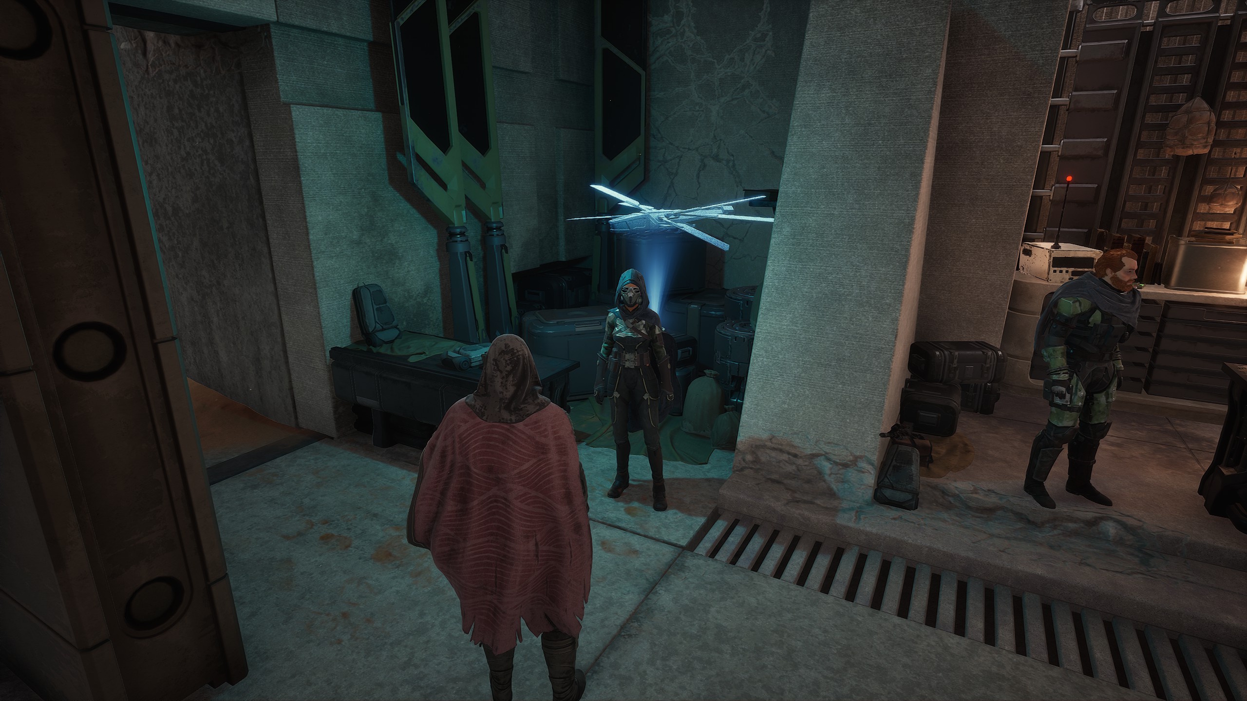 A Dune Awakening character interacting with the Ornithopter Taxi A Dune Awakening character interacting with the Ornithopter Taxi