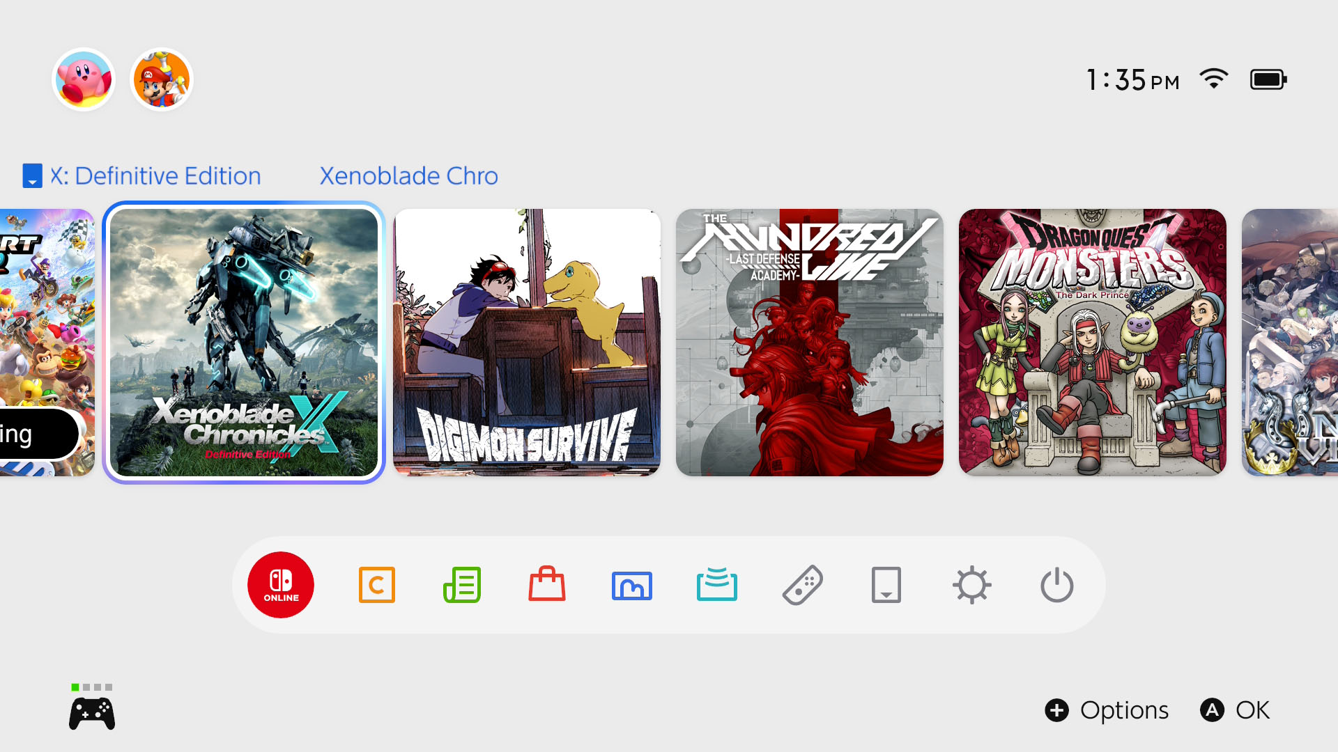 A screenshot of the Nintendo Switch 2 dashboard with some original Nintendo Switch games like Xenoblade Chronicles X, Digimon Surviva, The Hundred Line, and Dragon Quest Monsters. A screenshot of the Nintendo Switch 2 dashboard with some original Nintendo Switch games like Xenoblade Chronicles X, Digimon Surviva, The Hundred Line, and Dragon Quest Monsters.