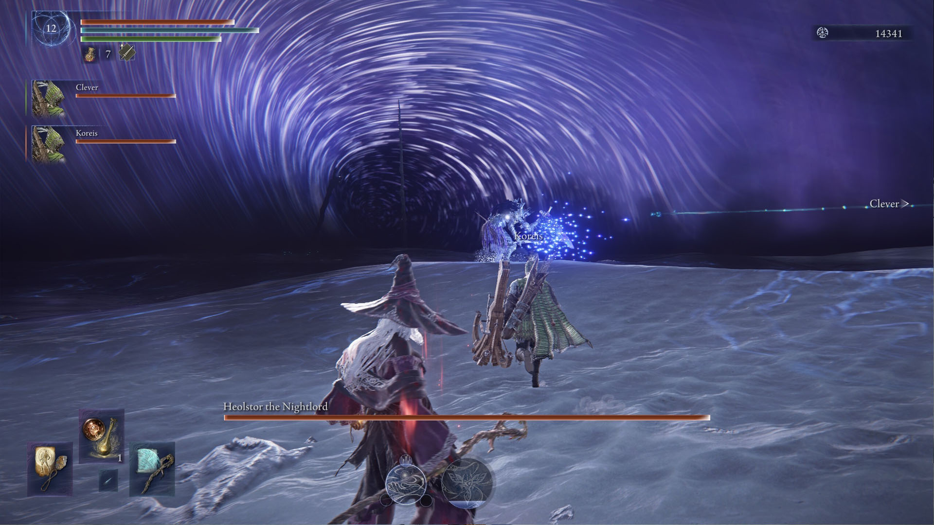An Elden Ring Nightreign screenshot showing a battle against Heolstor the Nightlord, the last boss in the game.