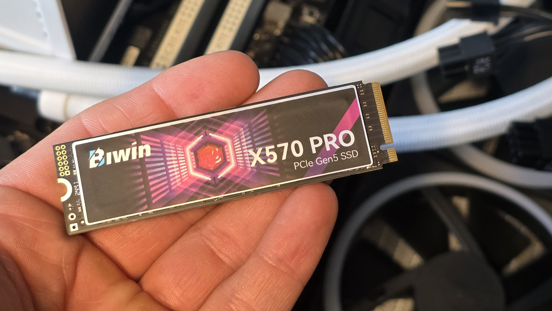 Biwin Black Opal X570 Pro loaded into a gaming PC.