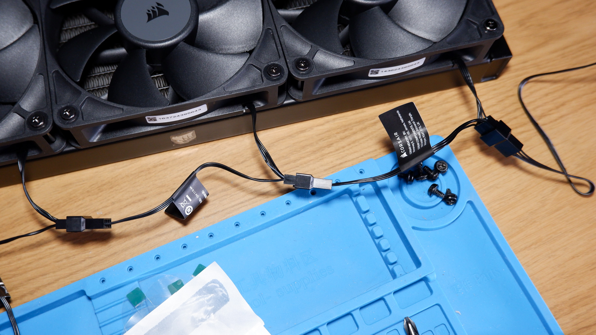 Corsair Nautilus 360 RS liquid cooler set-up on a test bench.