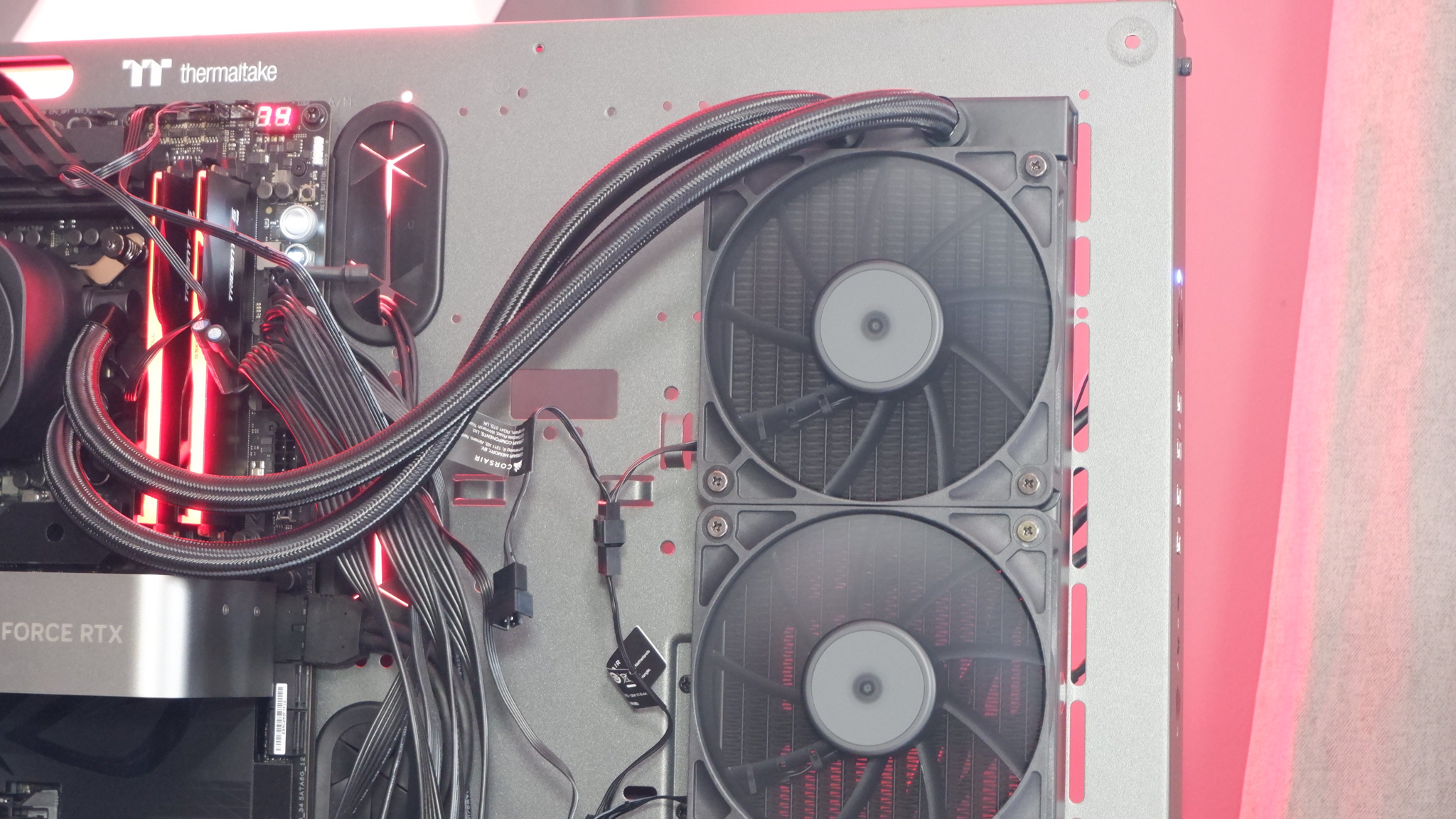 Corsair Nautilus 360 RS liquid cooler set-up on a test bench.