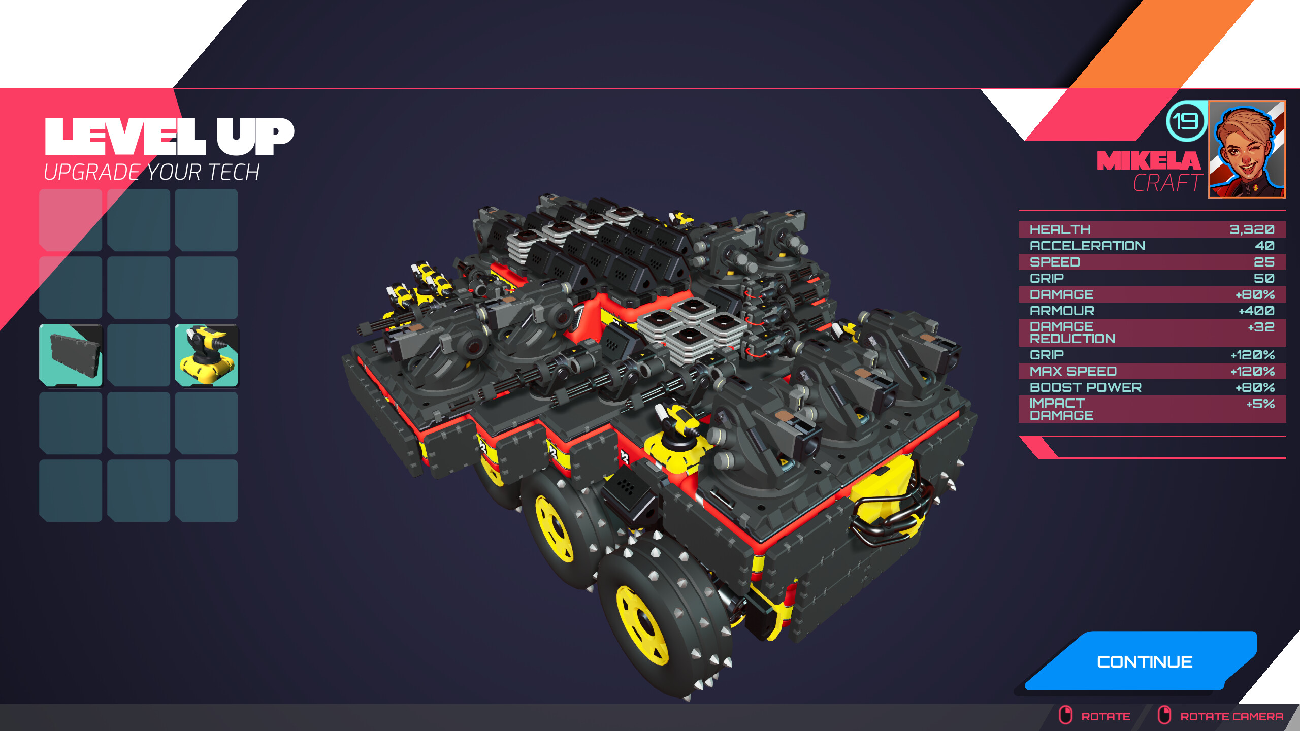 Customising a heavily armoured car in TerraTech Legion.