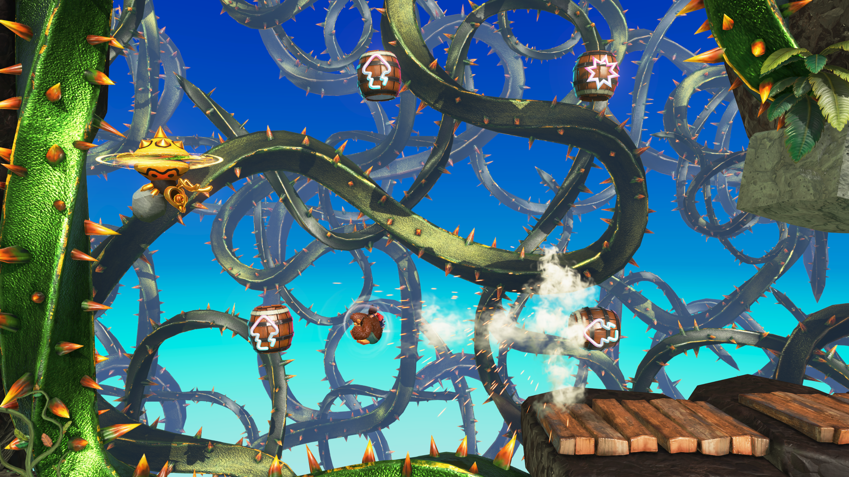 Dk and Pauline attempting to beat a side-scrolling challenge.