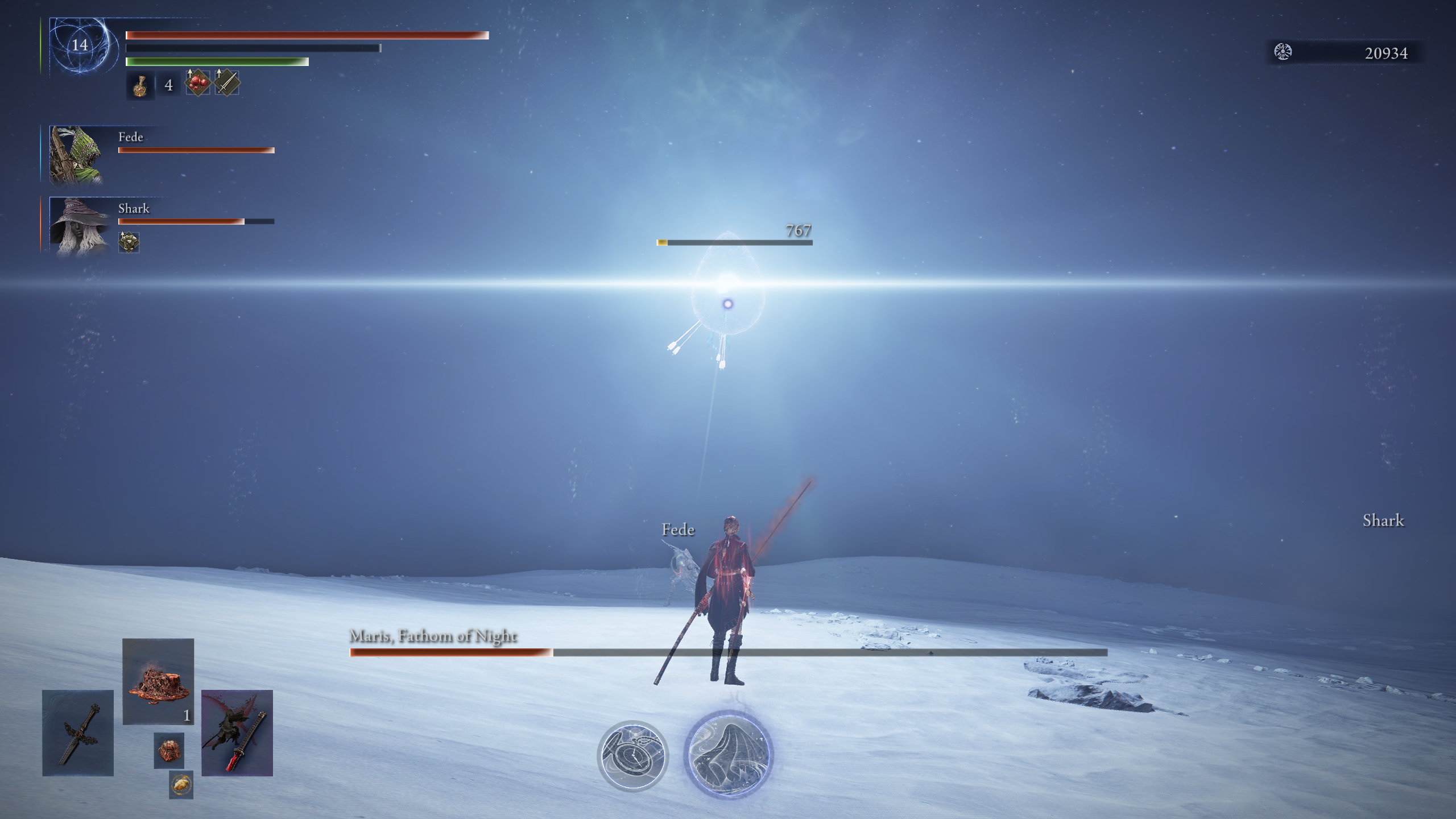 Elden Ring Nightreign Augur boss Maris guide: A glowing teardrop about to hit the ground ahead of Duchess.