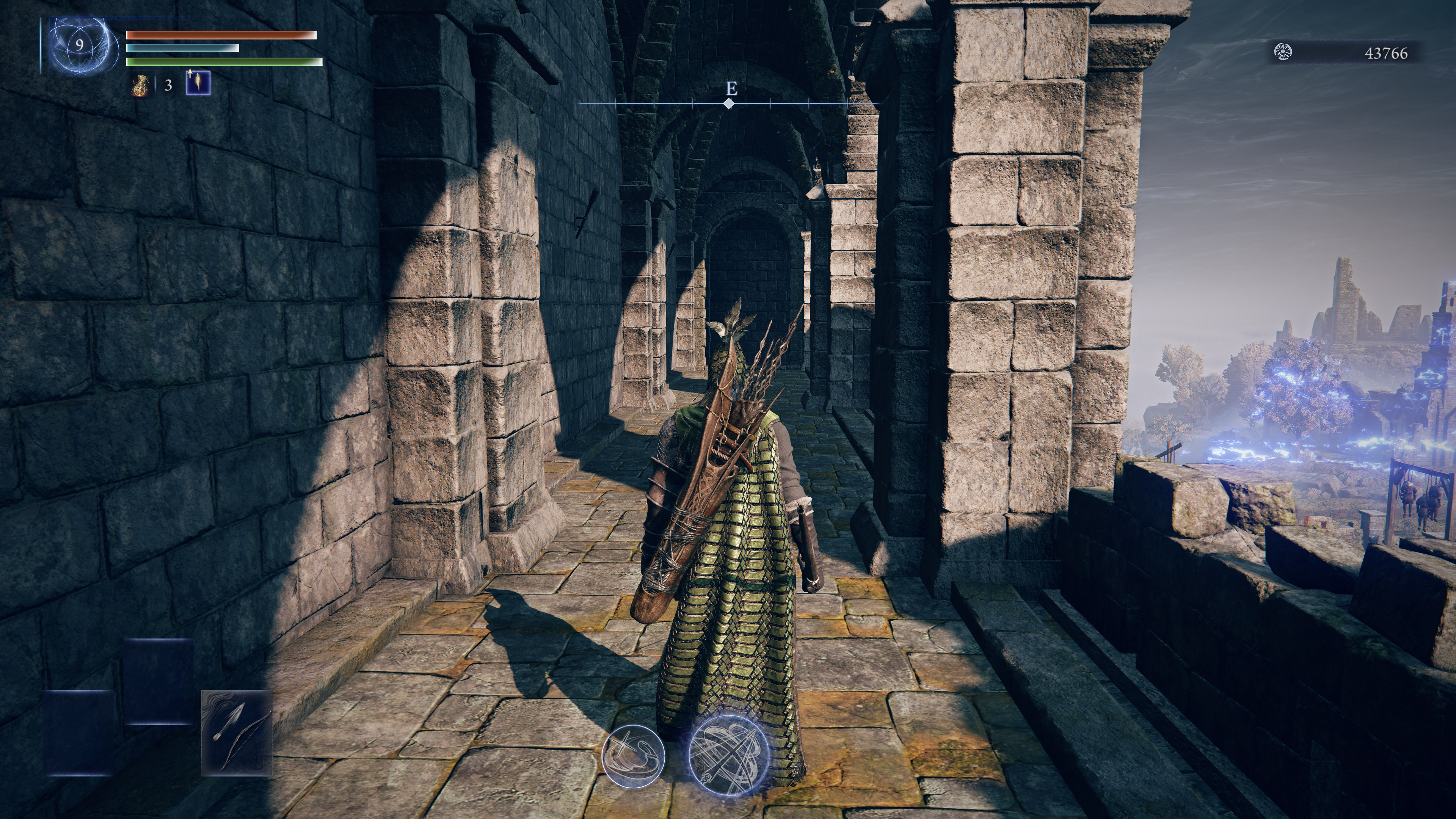 Elden Ring Nightreign character Ironeye standing in front of castle walls